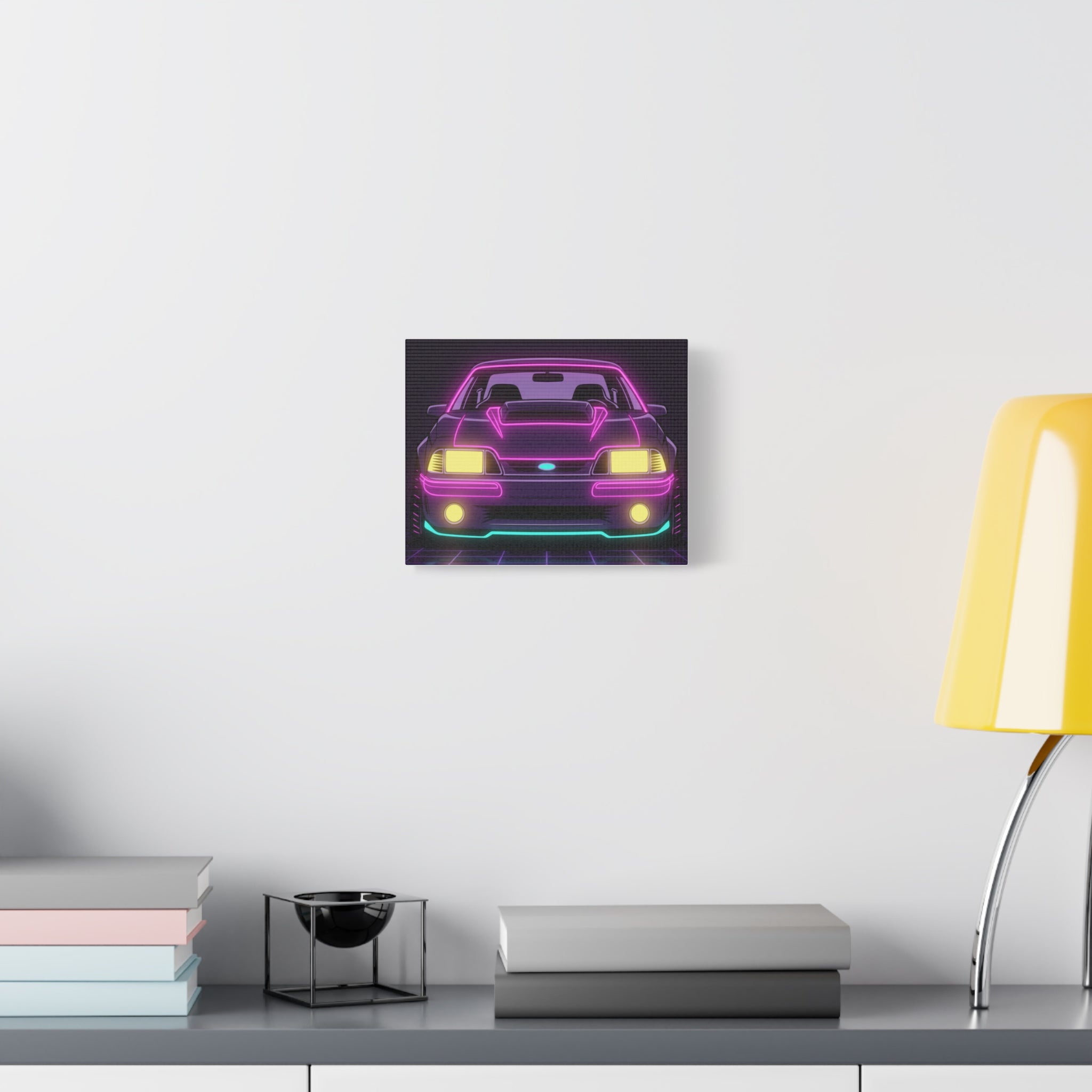 Ford Mustang Fox Body GT Neon Synthwave Canvas Wall Art