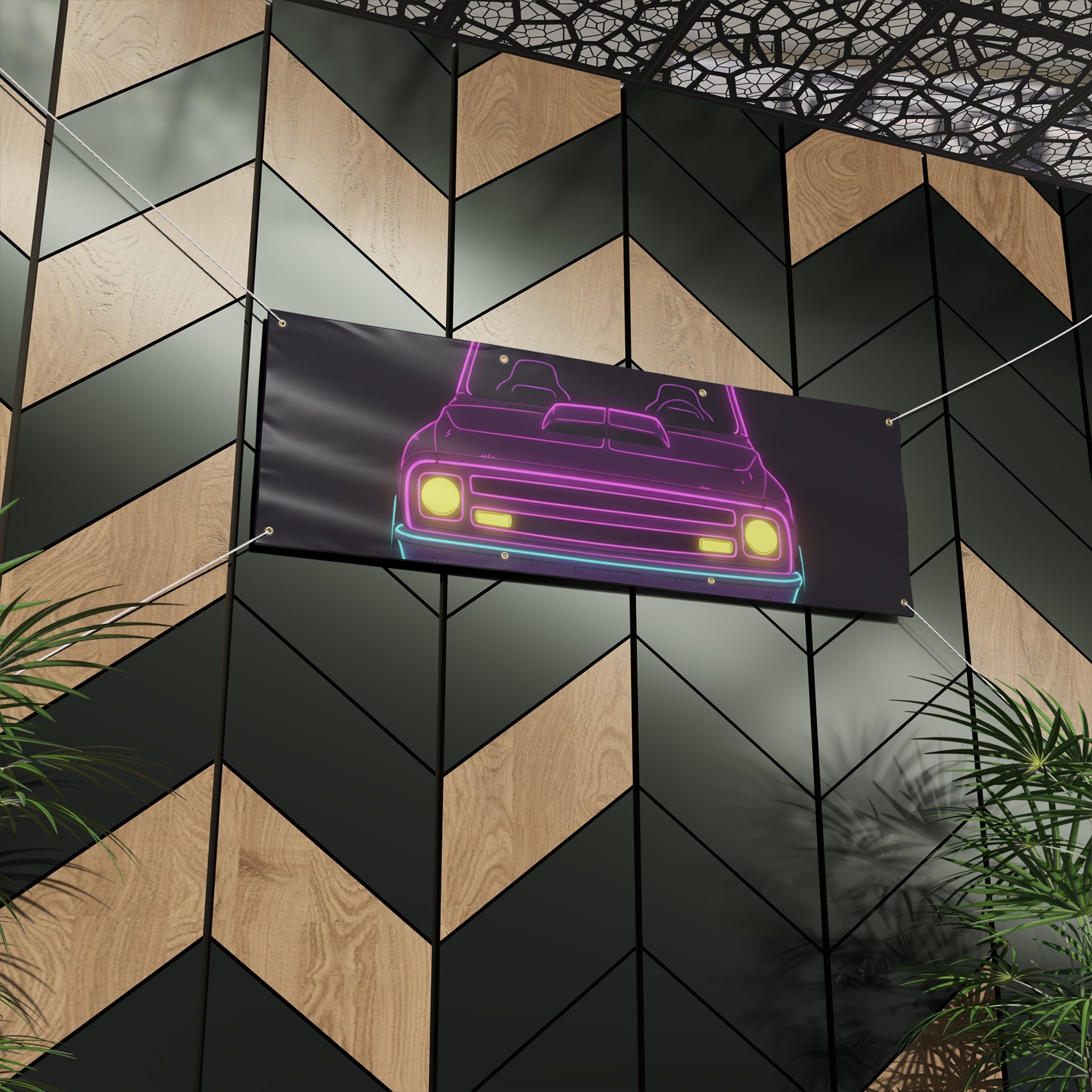 Chevy C10 Pickup (1967-72) Neon Synthwave Banner