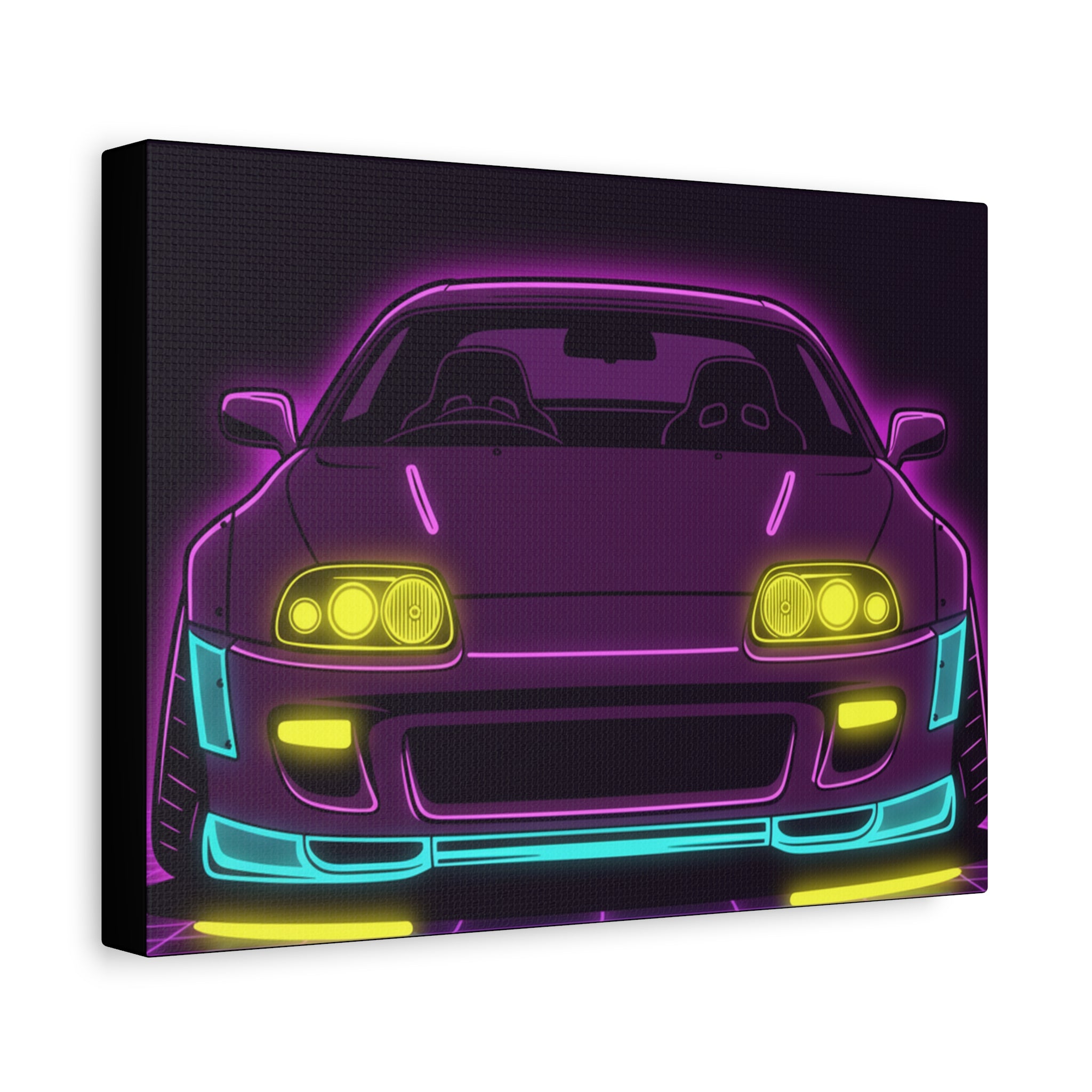 Toyota Supra MK4 Neon Synthwave Canvas Wall Art