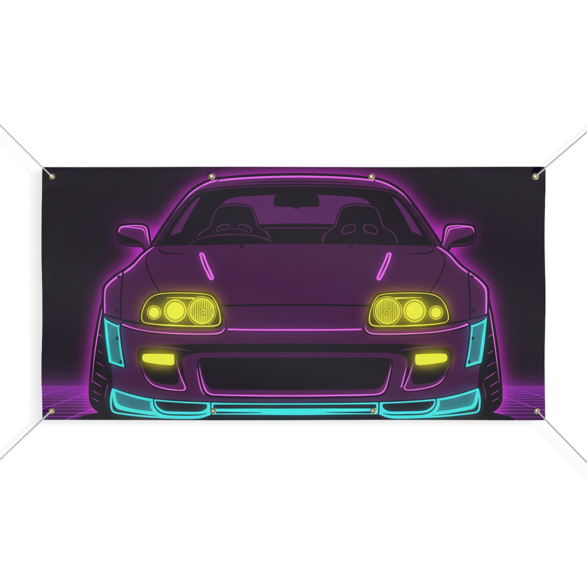 Toyota Supra MK4 Neon Synthwave Banner