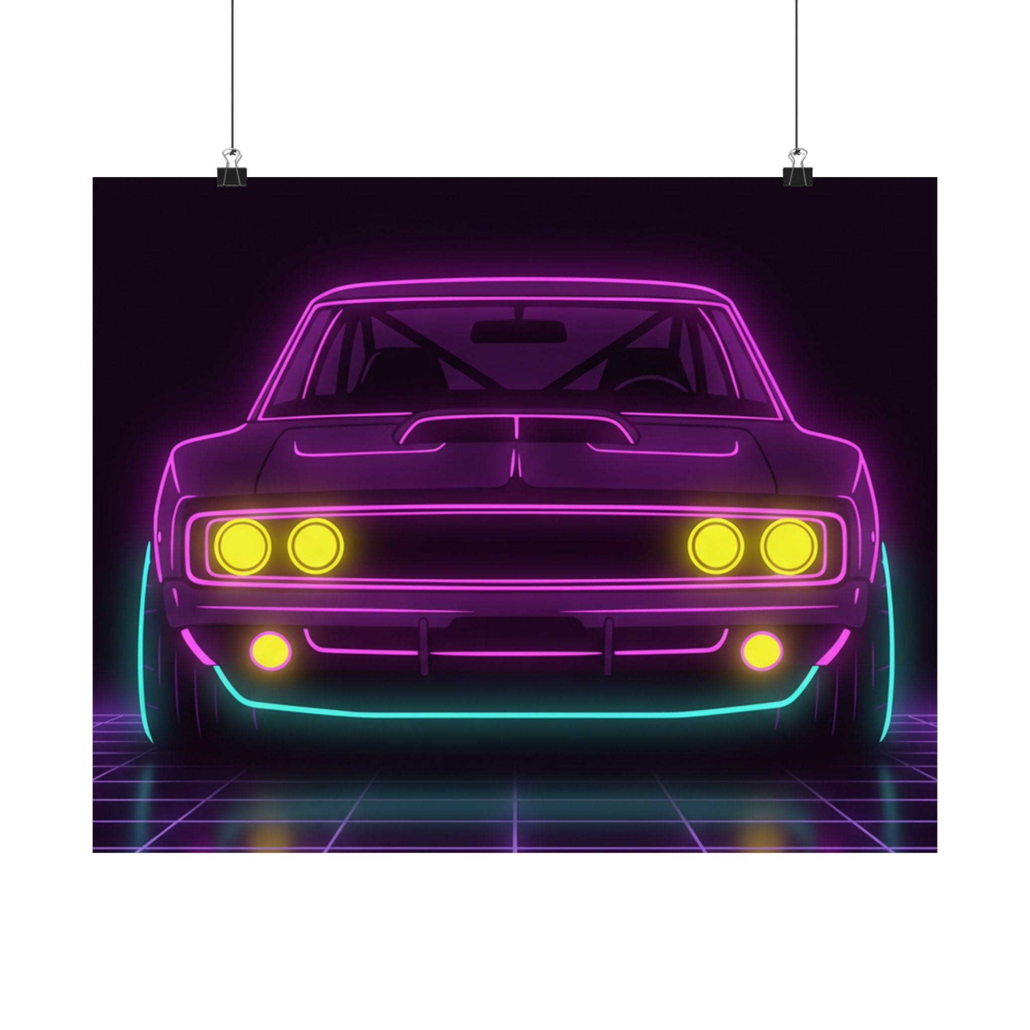 Dodge Charger R/T (1968-70) Neon Synthwave Poster