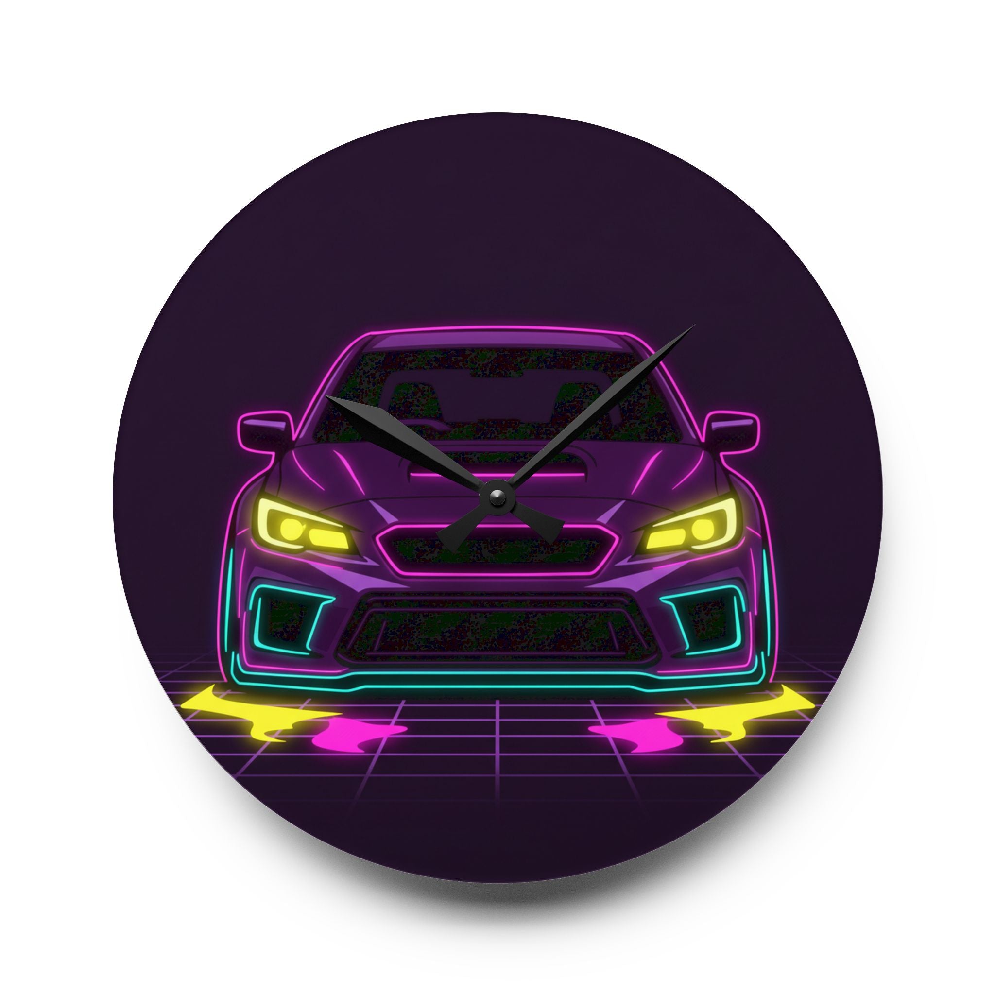 Subaru WRX STI Neon Synthwave Wall Clock