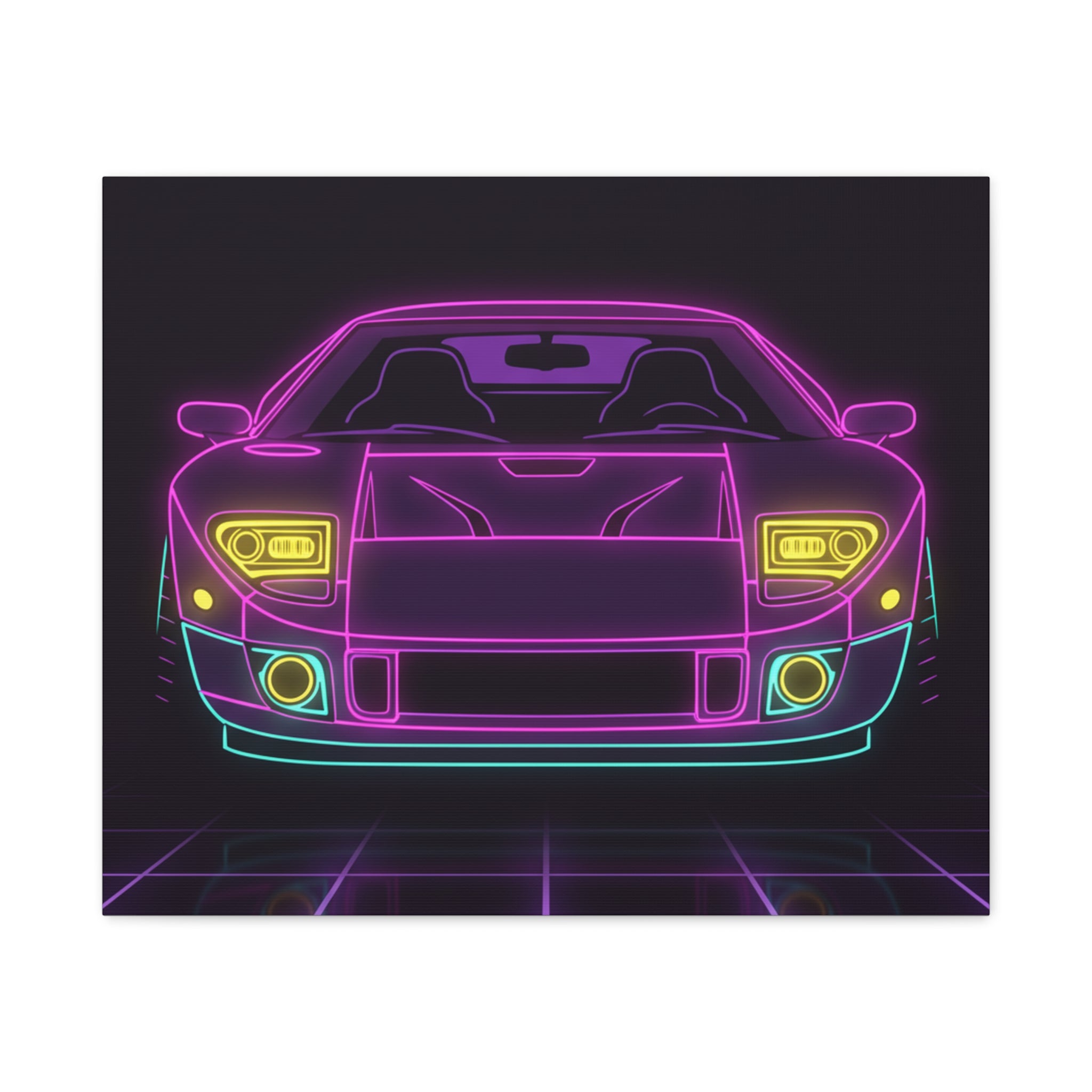 Ford GT40 (1964-69) Neon Synthwave Canvas Wall Art
