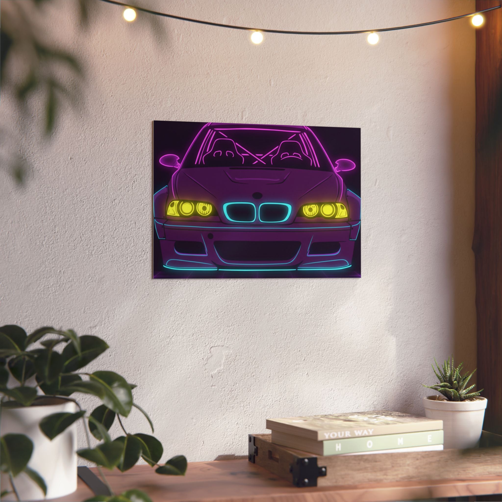 BMW E46 M3 (2000-06) Neon Synthwave Metal Wall Sign