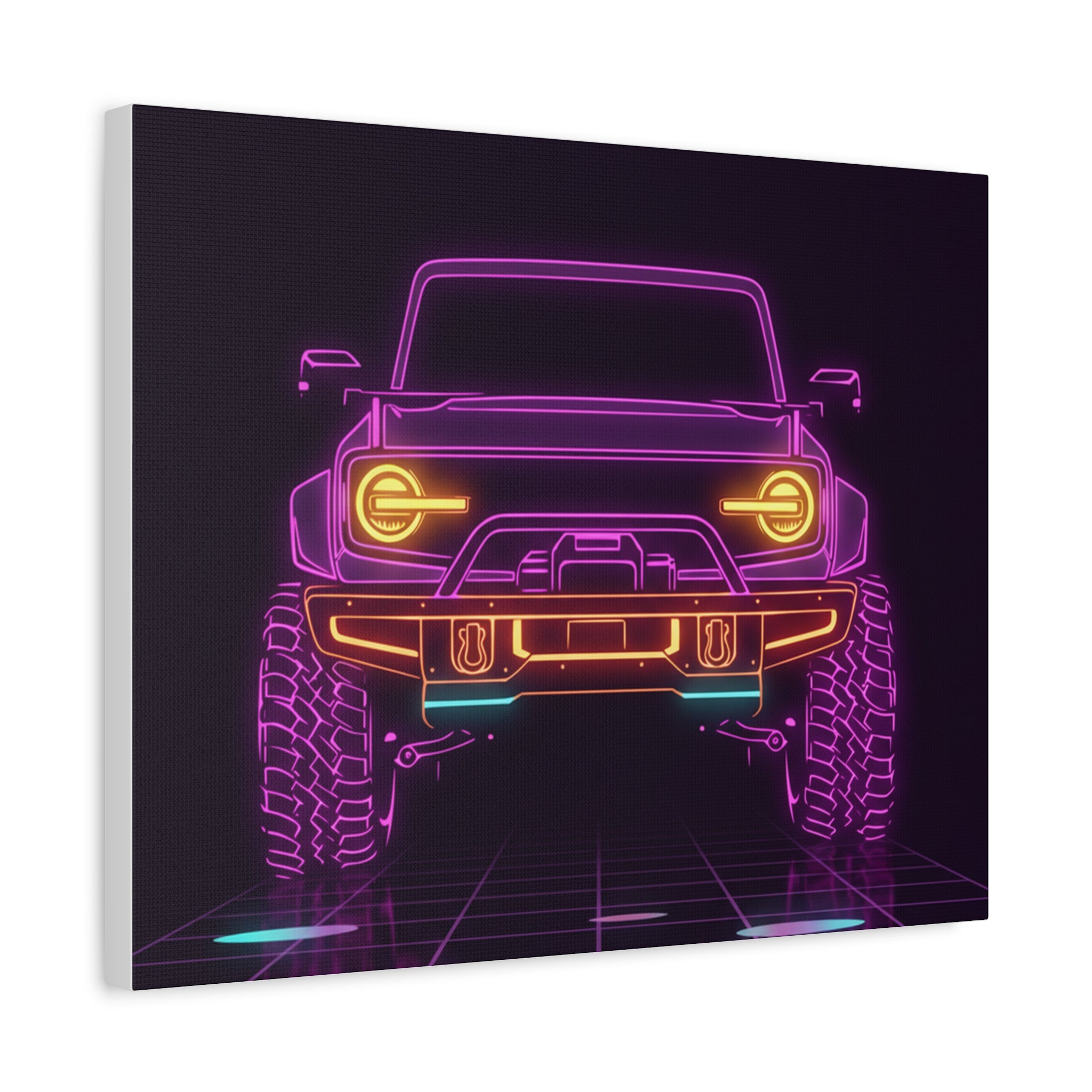 Ford Bronco (2021+) Neon Synthwave Canvas Wall Art