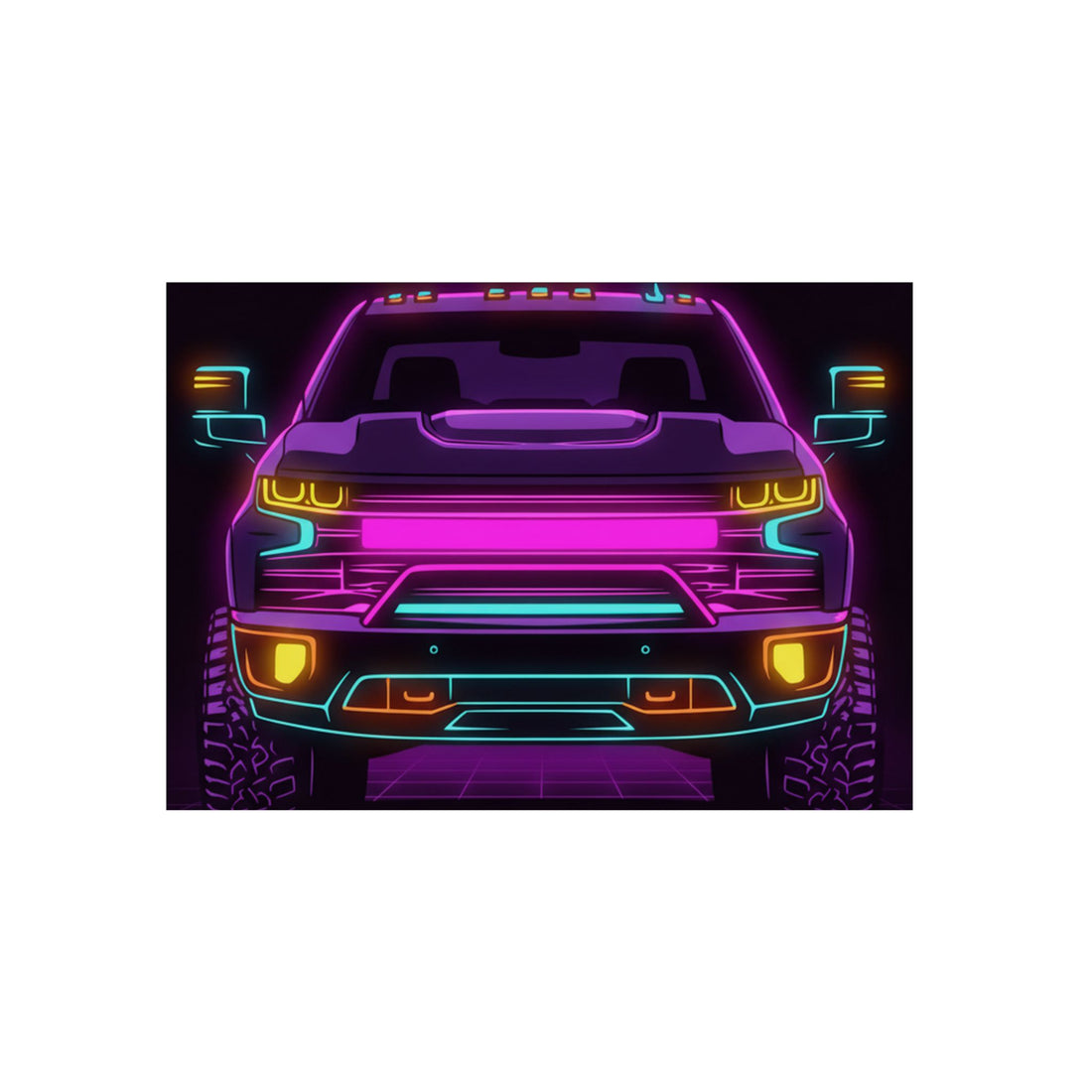 Chevy Silverado Trail Boss (2019+) Neon Synthwave Metal Wall Sign