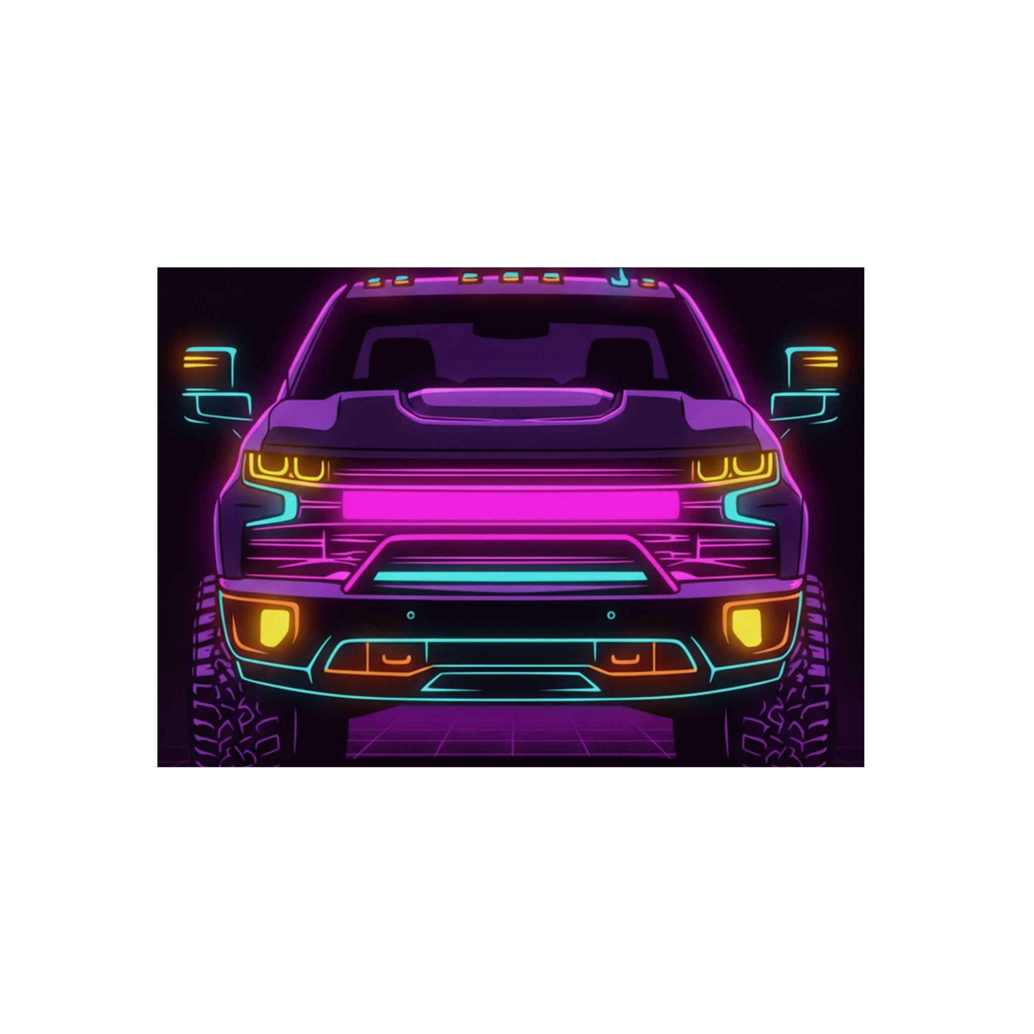 Chevy Silverado Trail Boss (2019+) Neon Synthwave Metal Wall Sign