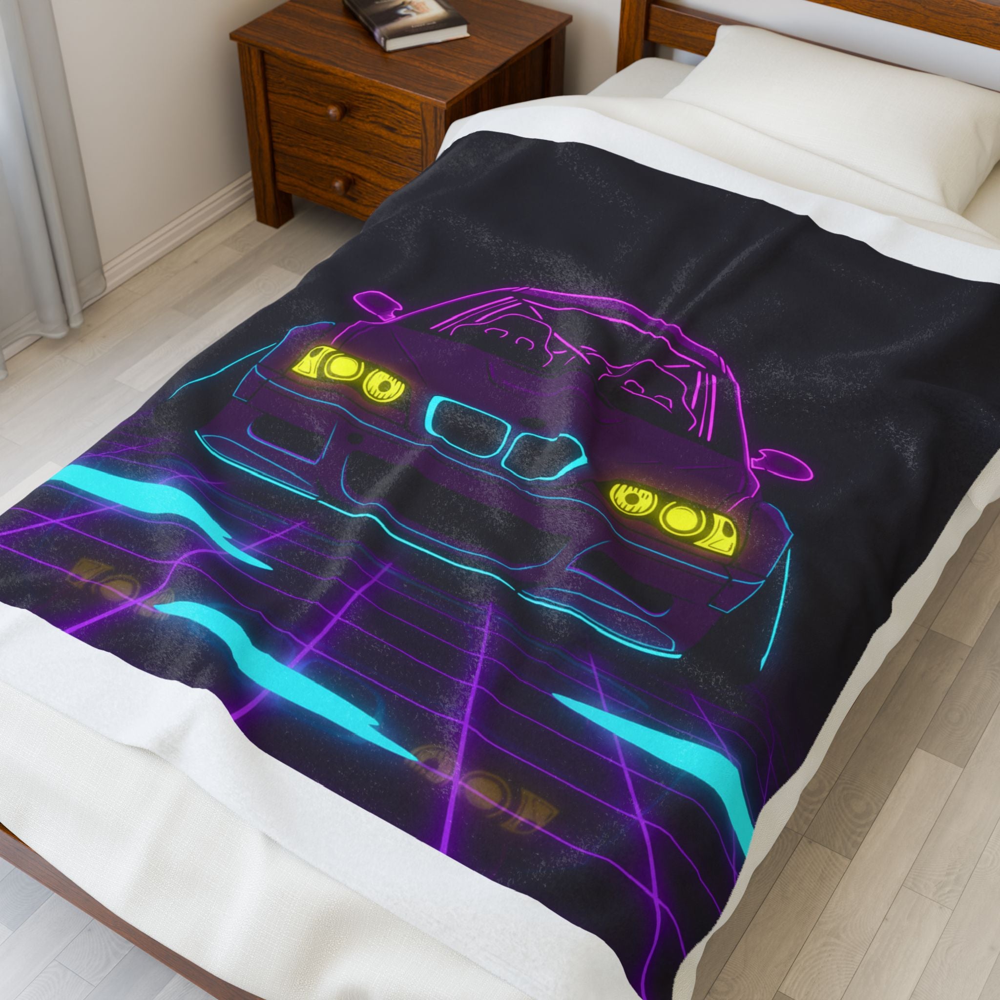 BMW E46 M3 (2000-06) Neon Synthwave Velveteen Plush Blanket