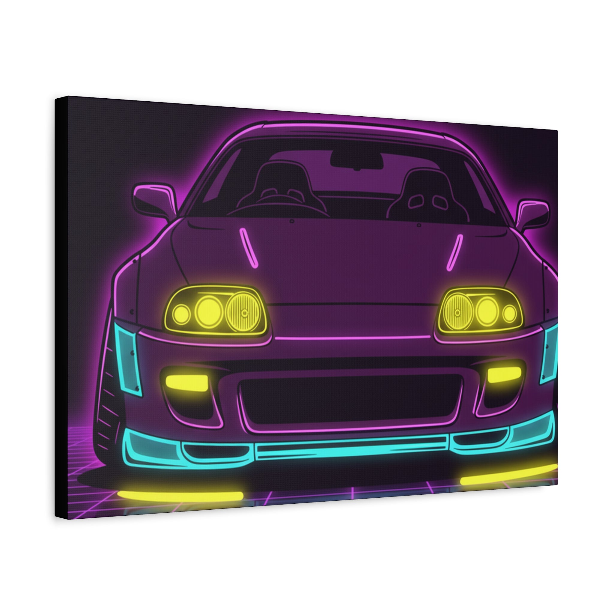 Toyota Supra MK4 Neon Synthwave Canvas Wall Art
