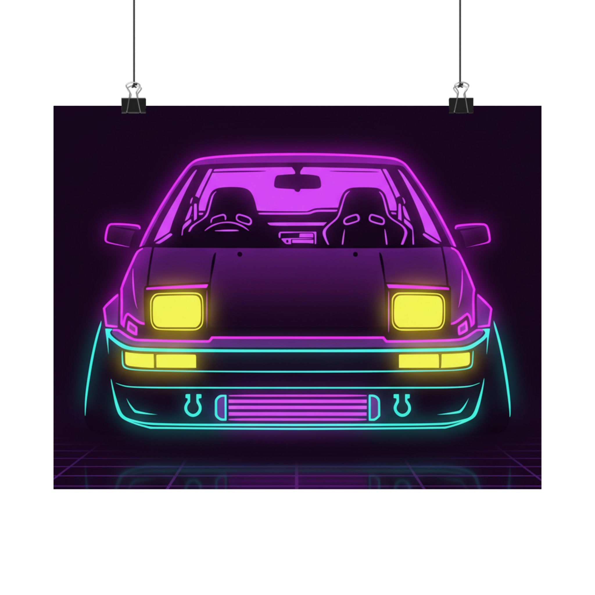 Toyota AE86 (1983-87) Neon Synthwave Poster