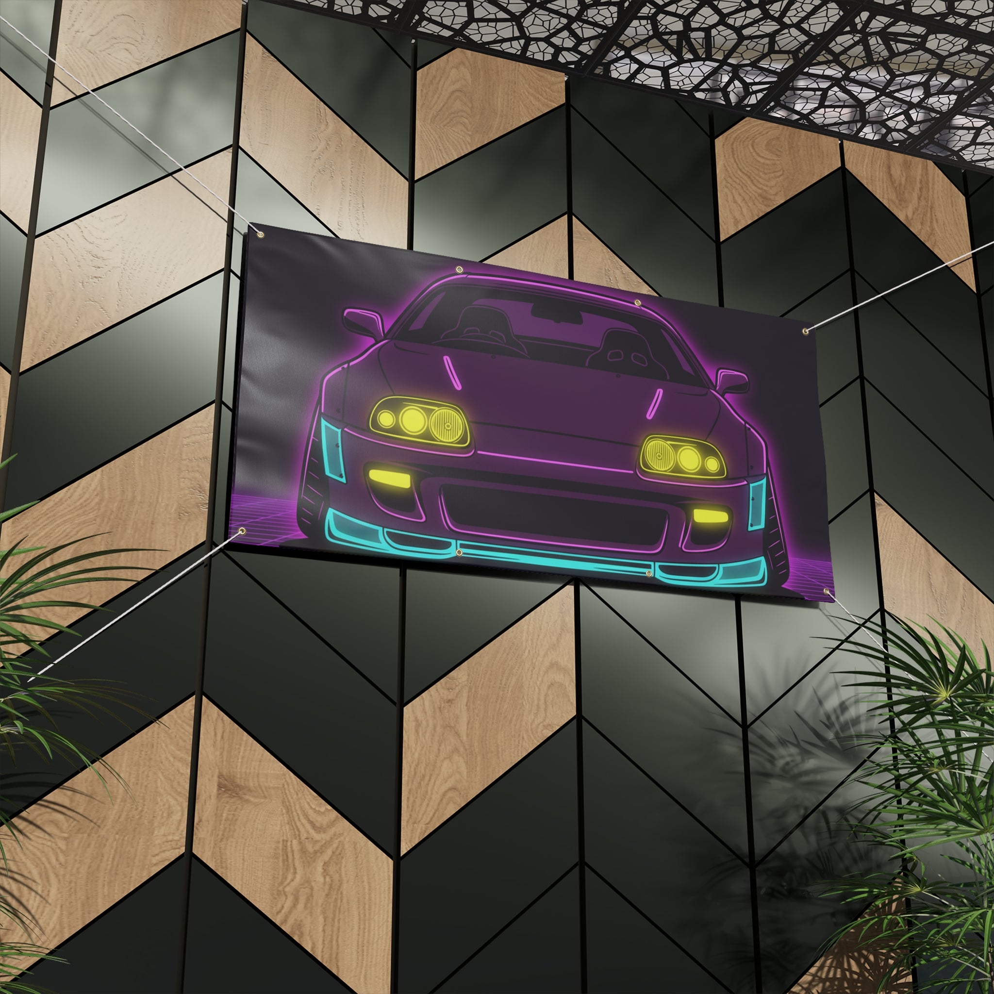 Toyota Supra MK4 Neon Synthwave Banner