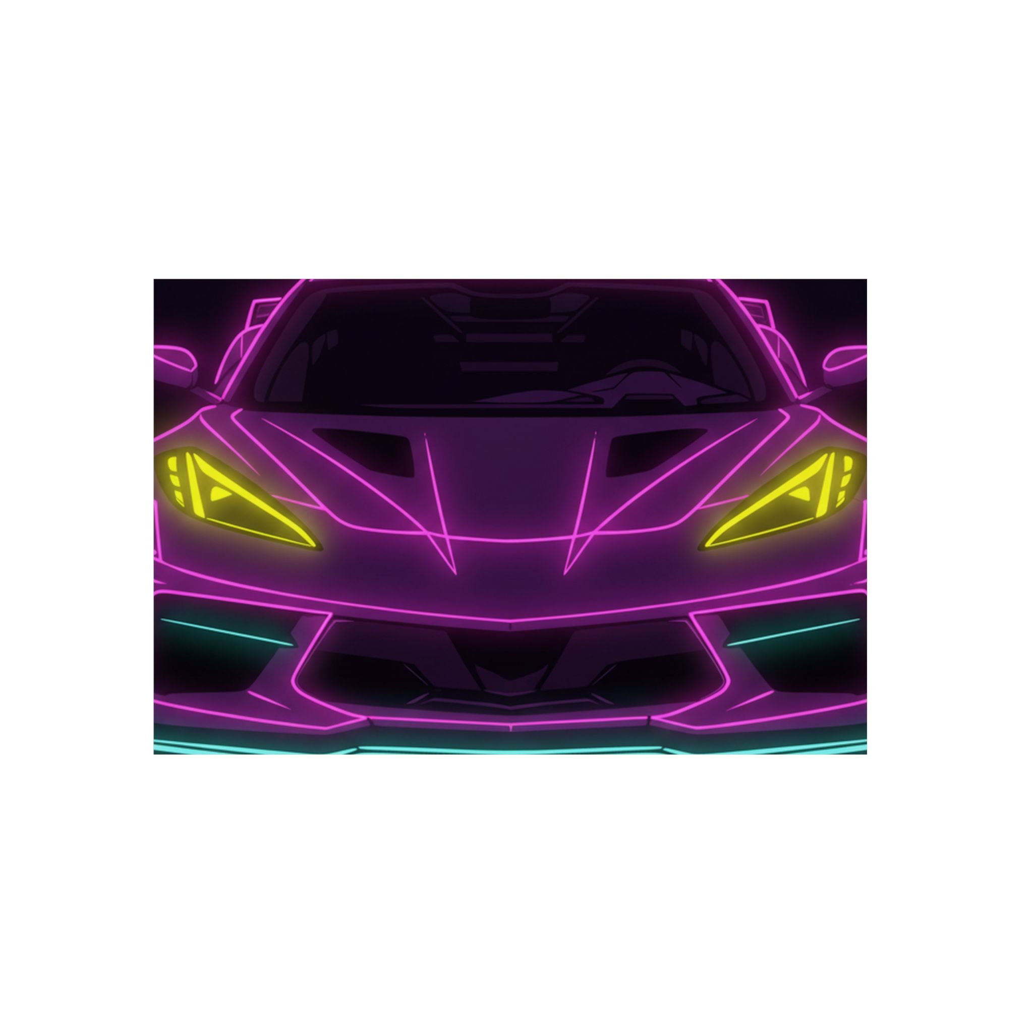 Corvette C8 (2020+) Neon Synthwave Metal Wall Sign