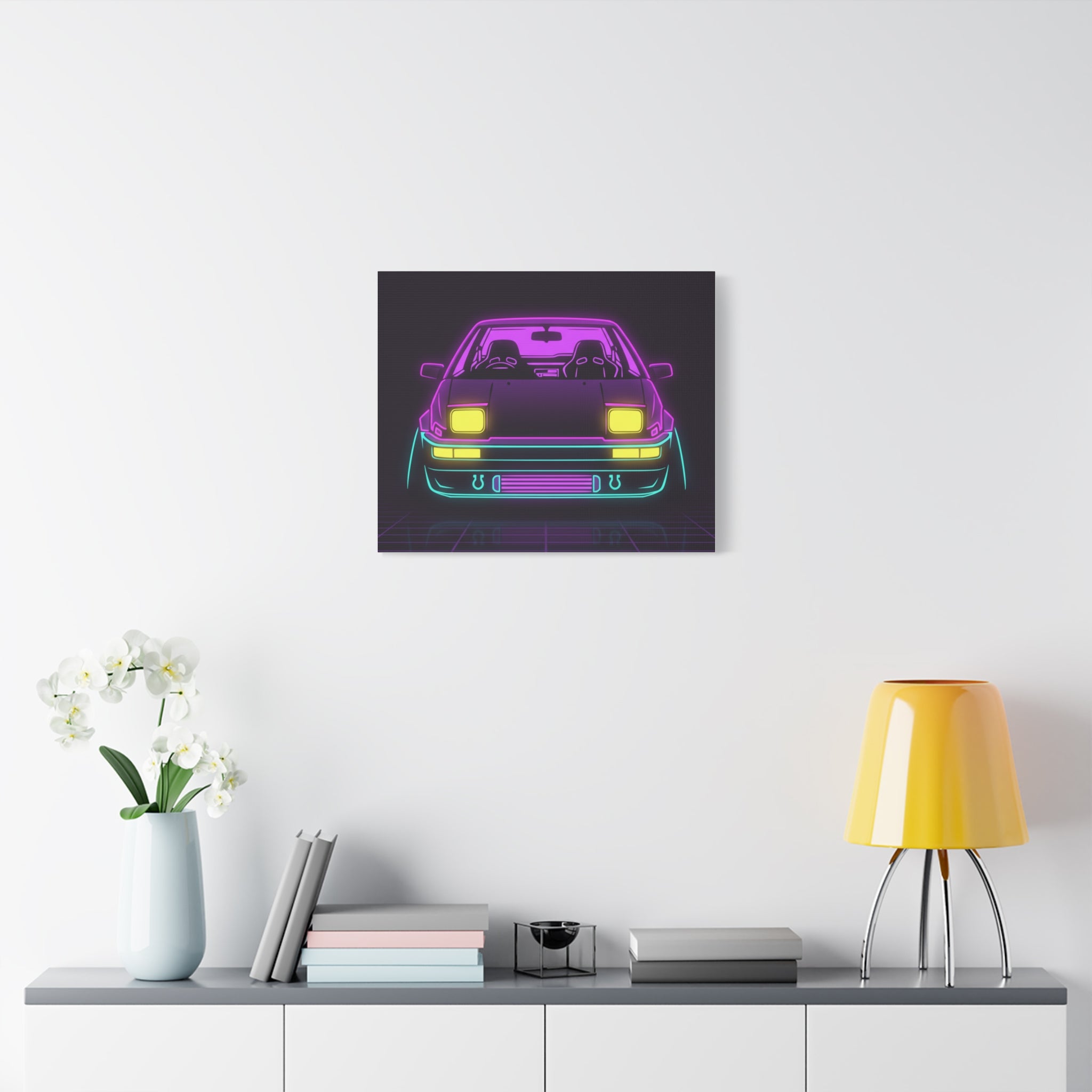 Toyota AE86 (1983-87) Neon Synthwave Canvas Wall Art
