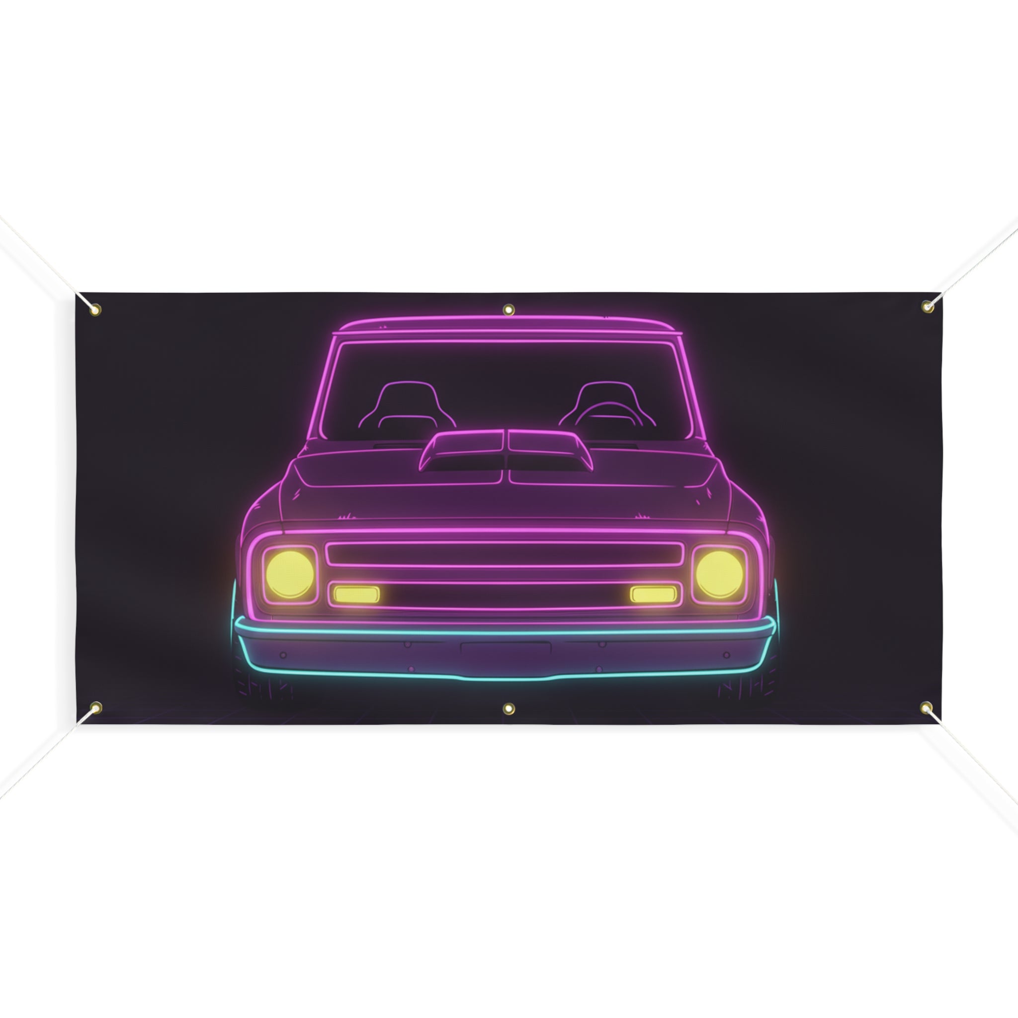 Chevy C10 Pickup (1967-72) Neon Synthwave Banner