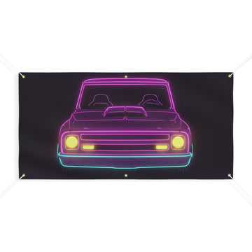Chevy C10 Pickup (1967-72) Neon Synthwave Banner