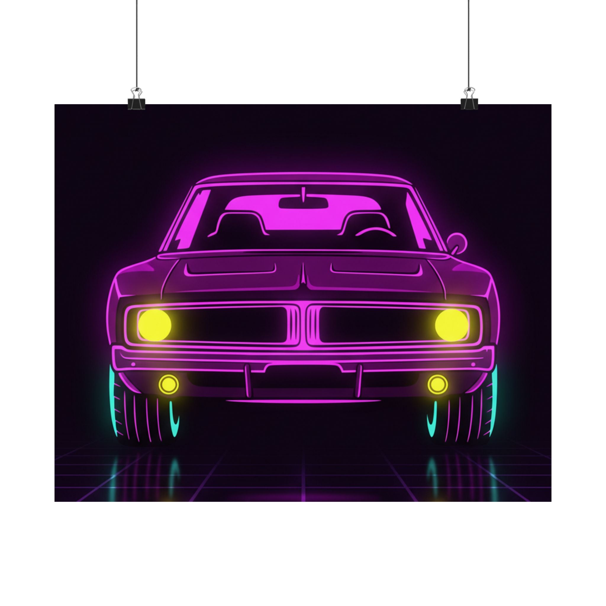 Dodge Charger R/T (1968-70) Resto-Mod Neon Synthwave Poster