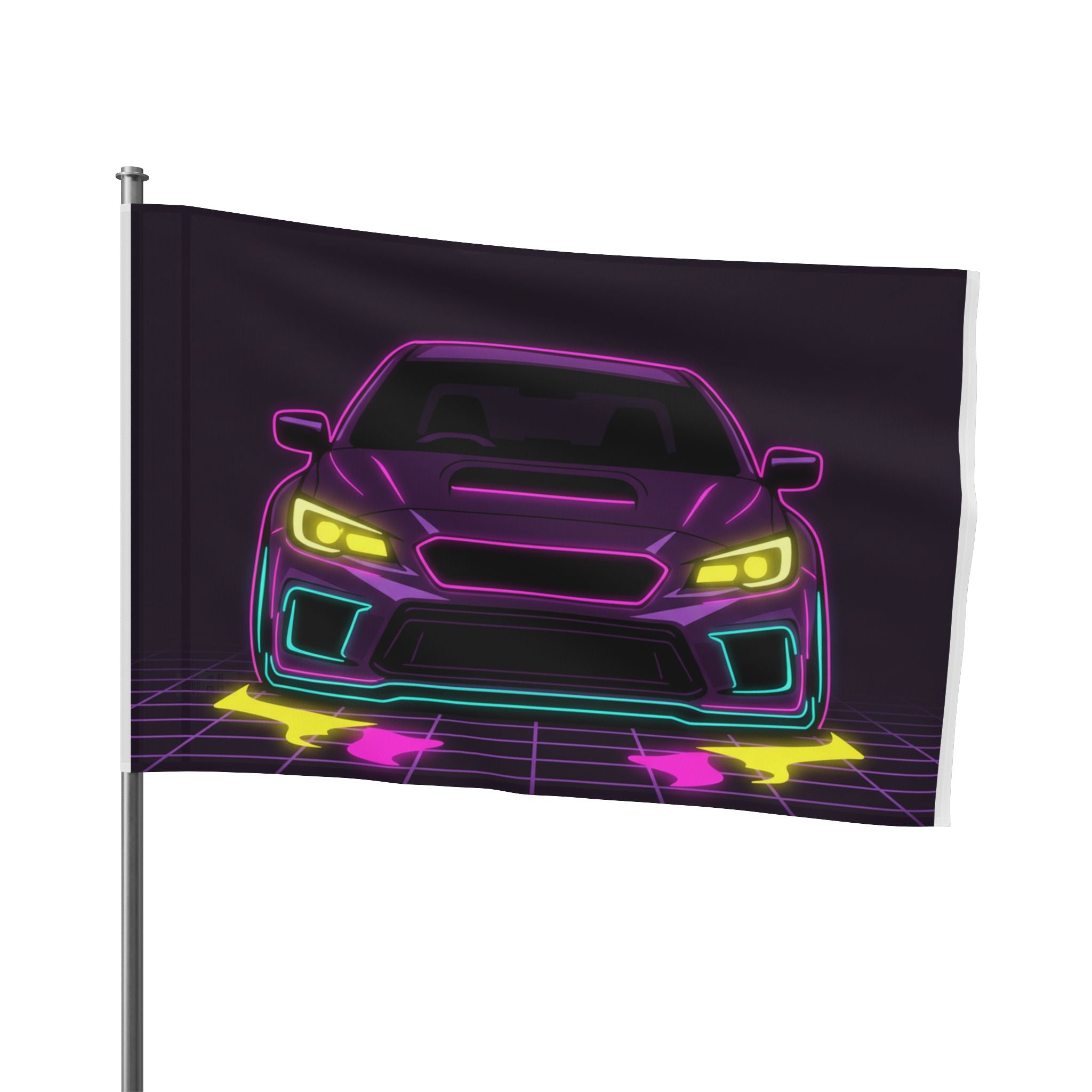 Subaru WRX STI Neon Synthwave Garage Flag