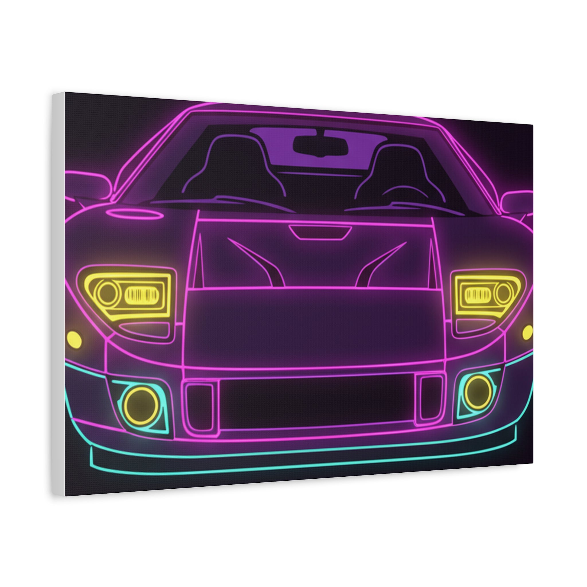 Ford GT40 (1964-69) Neon Synthwave Canvas Wall Art