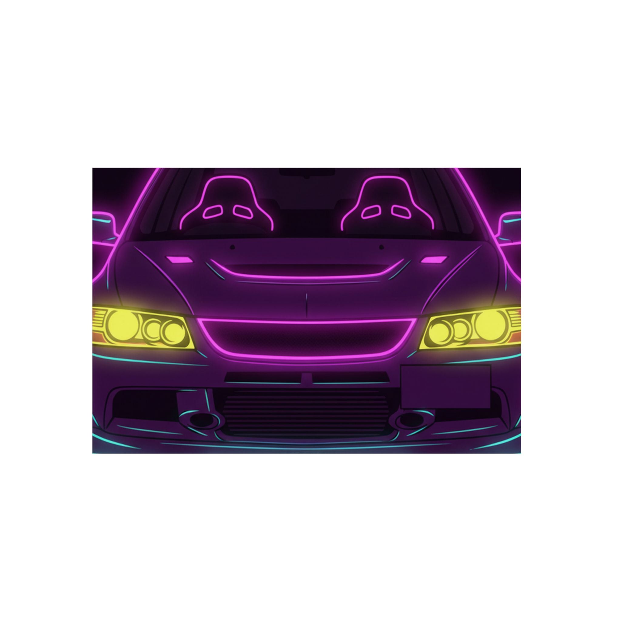 Mitsubishi Evo IX (2005-07) Neon Synthwave Metal Wall Sign