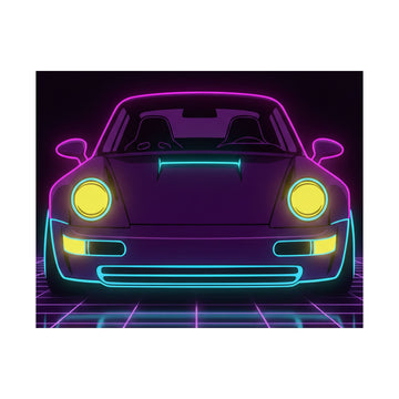 Porsche 964 Singer Neon Synthwave Poster