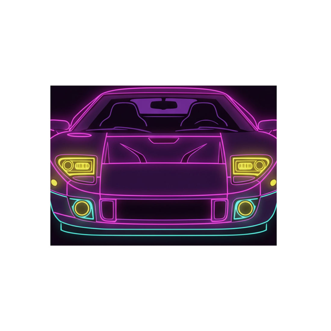 Ford GT40 (1964-69) Neon Synthwave Metal Wall Sign