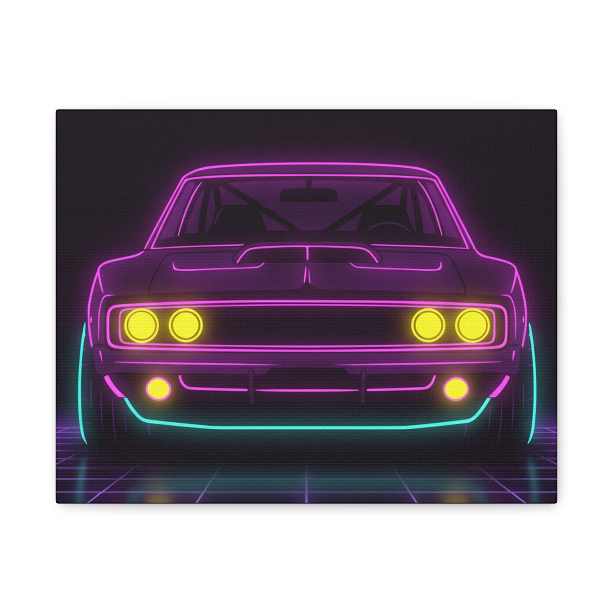 Dodge Charger R/T (1968-70) Neon Synthwave Canvas Wall Art