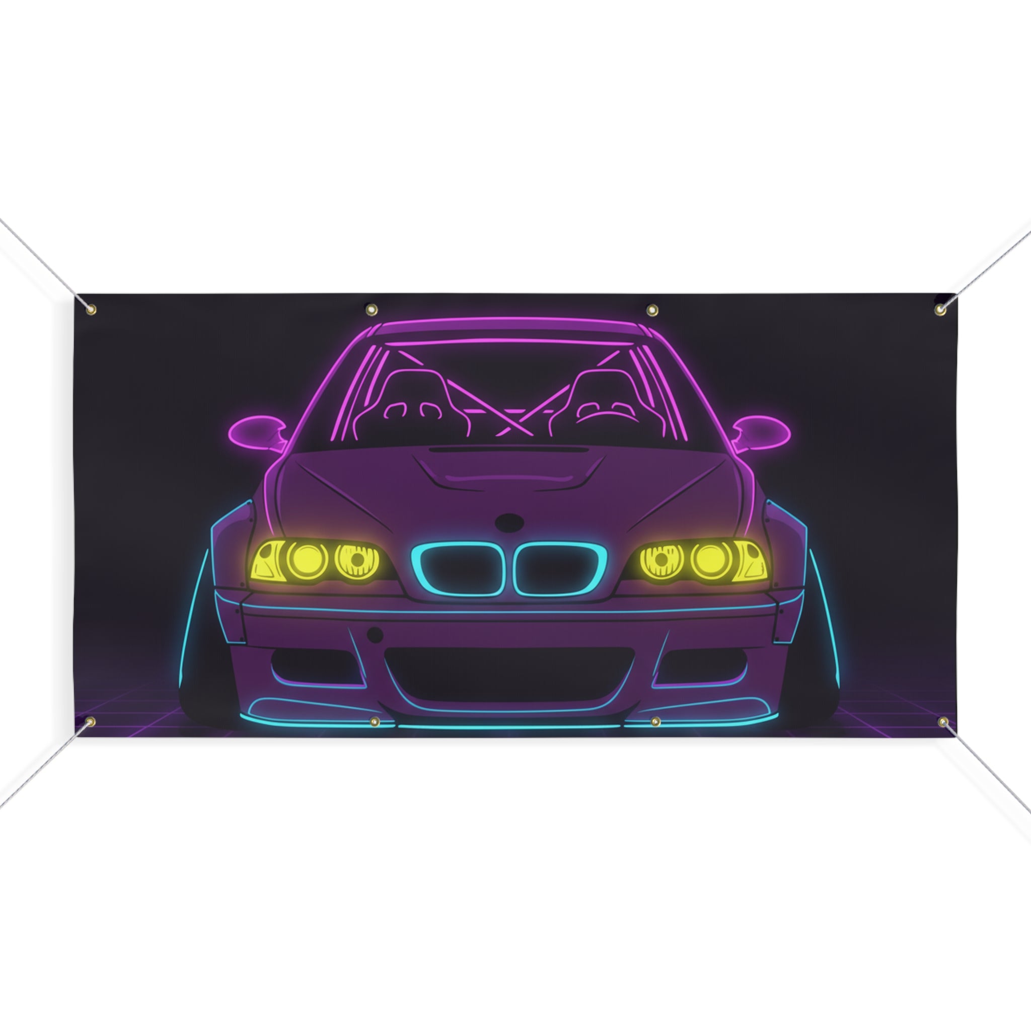 BMW E46 M3 (2000-06) Neon Synthwave Banner