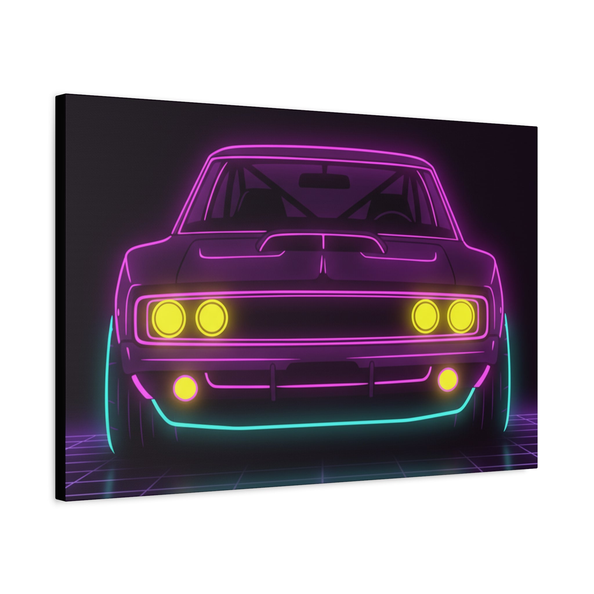 Dodge Charger R/T (1968-70) Neon Synthwave Canvas Wall Art