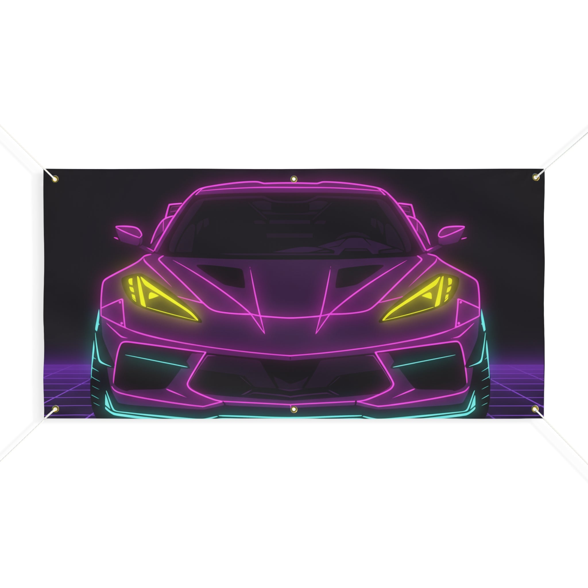 Corvette C8 (2020+) Neon Synthwave Banner