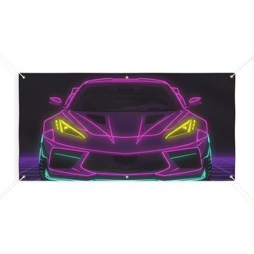 Corvette C8 (2020+) Neon Synthwave Banner