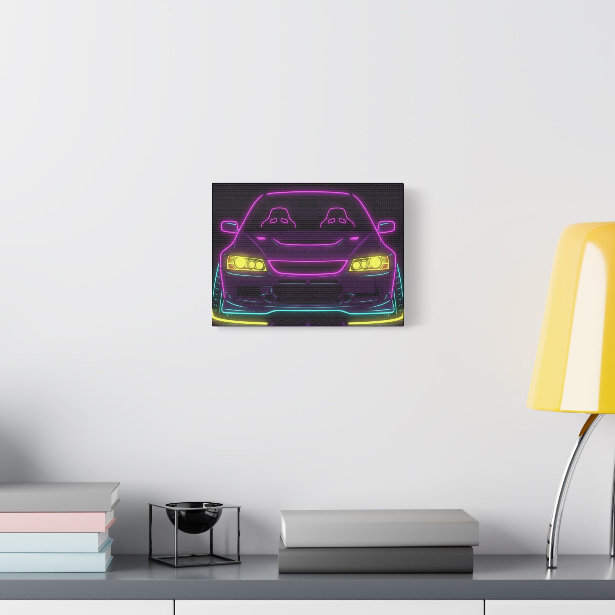 Mitsubishi Evo IX (2005-07) Neon Synthwave Canvas Wall Art