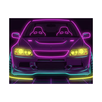 Mitsubishi Evo IX (2005-07) Neon Synthwave Poster