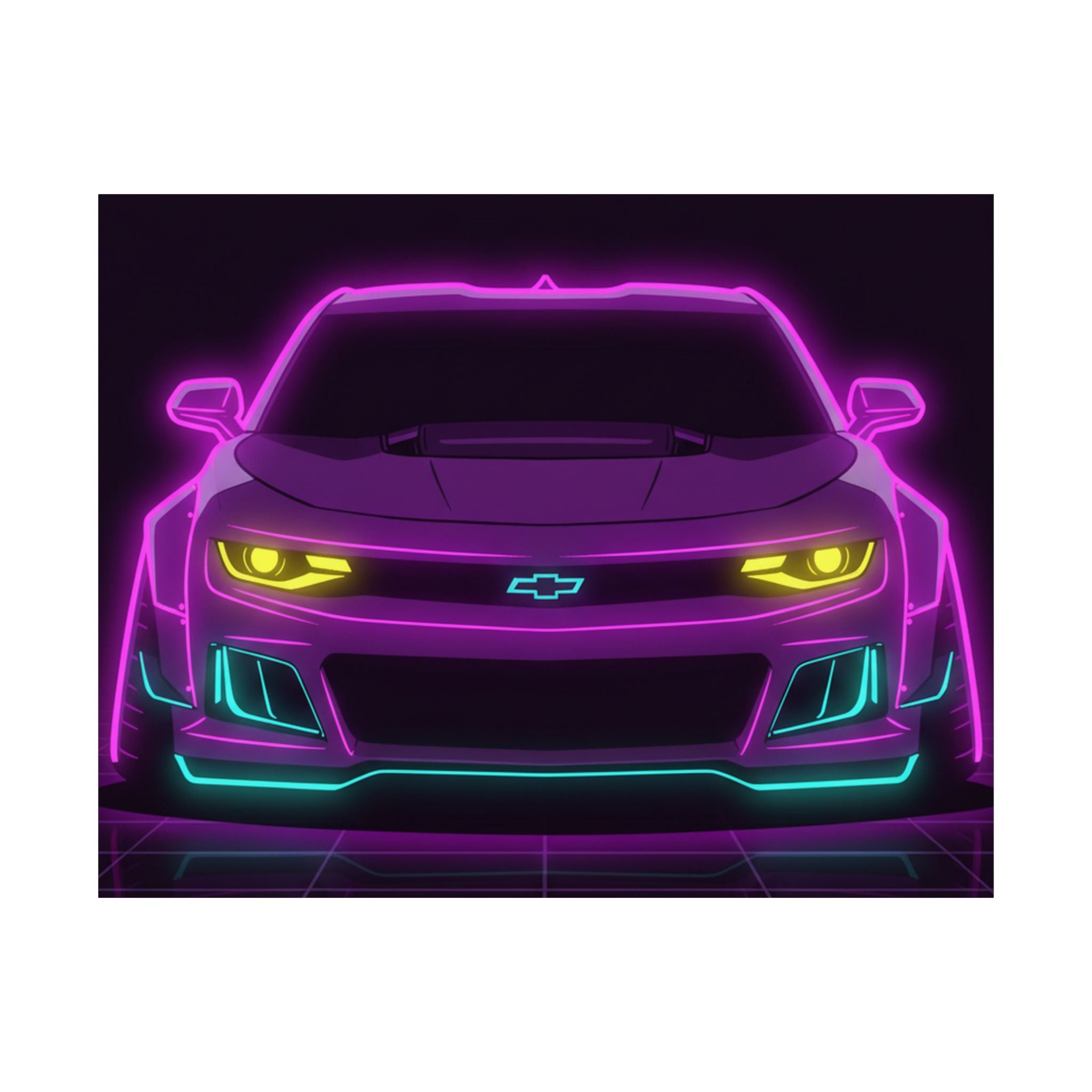 Chevrolet Camaro ZL1 Neon Synthwave Poster