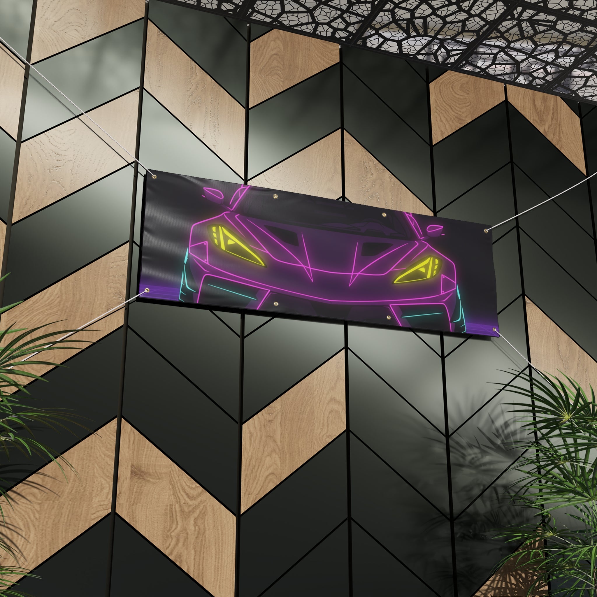 Corvette C8 (2020+) Neon Synthwave Banner