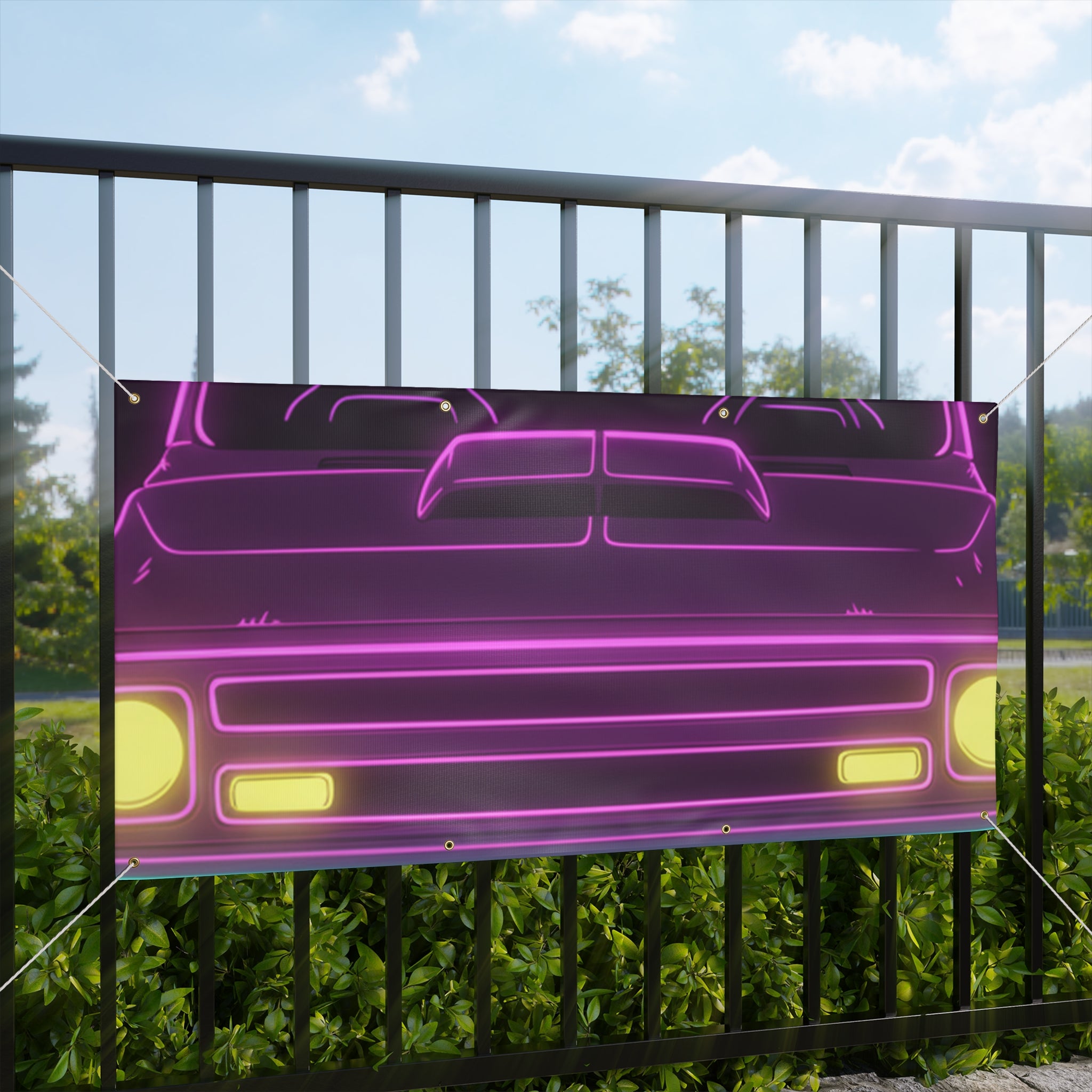 Chevy C10 Pickup (1967-72) Neon Synthwave Banner