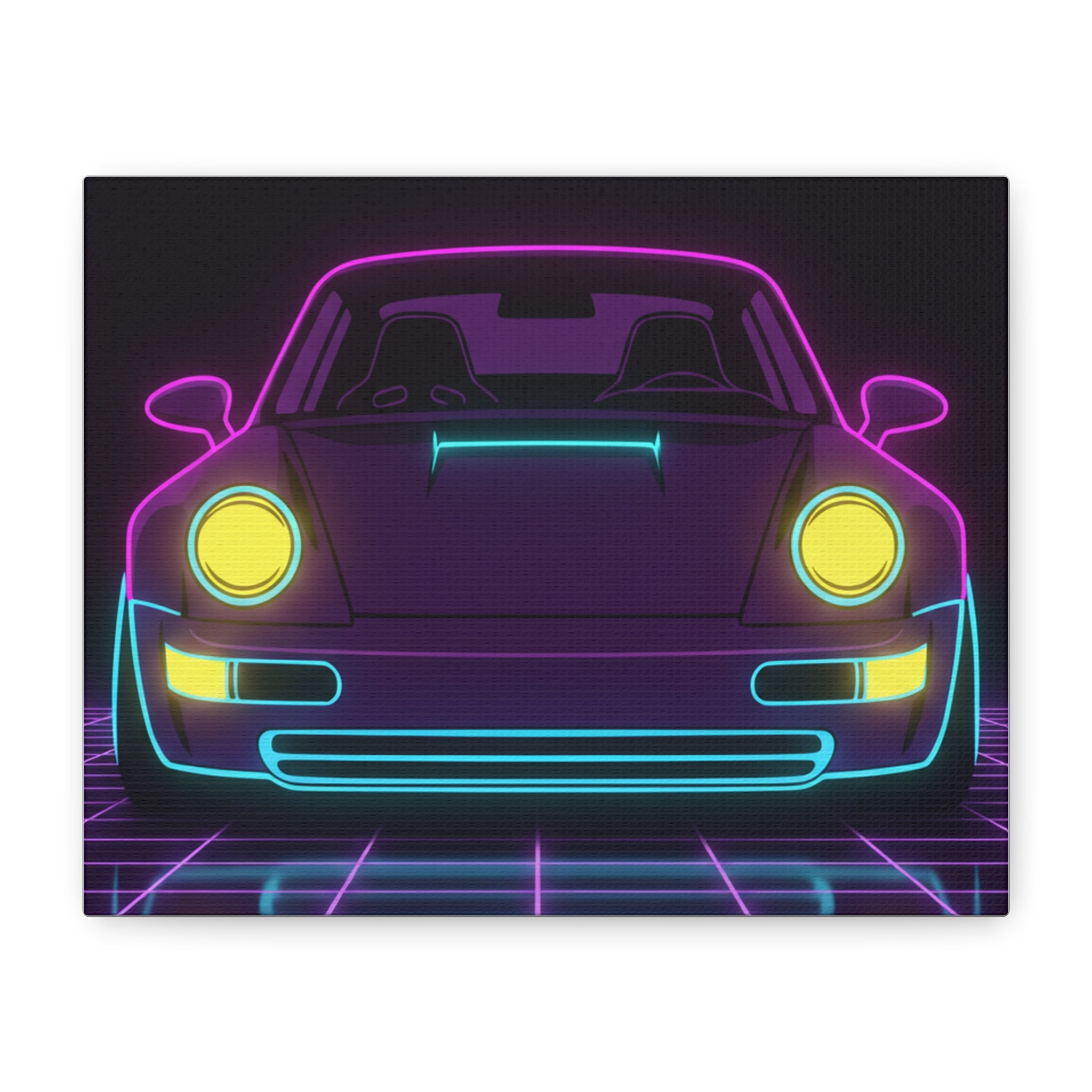 Porsche 964 Singer Neon Synthwave Canvas Wall Art