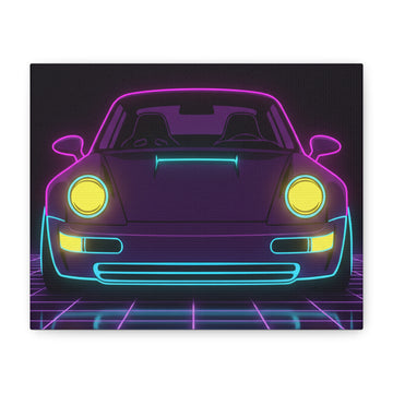 Porsche 964 Singer Neon Synthwave Canvas Wall Art