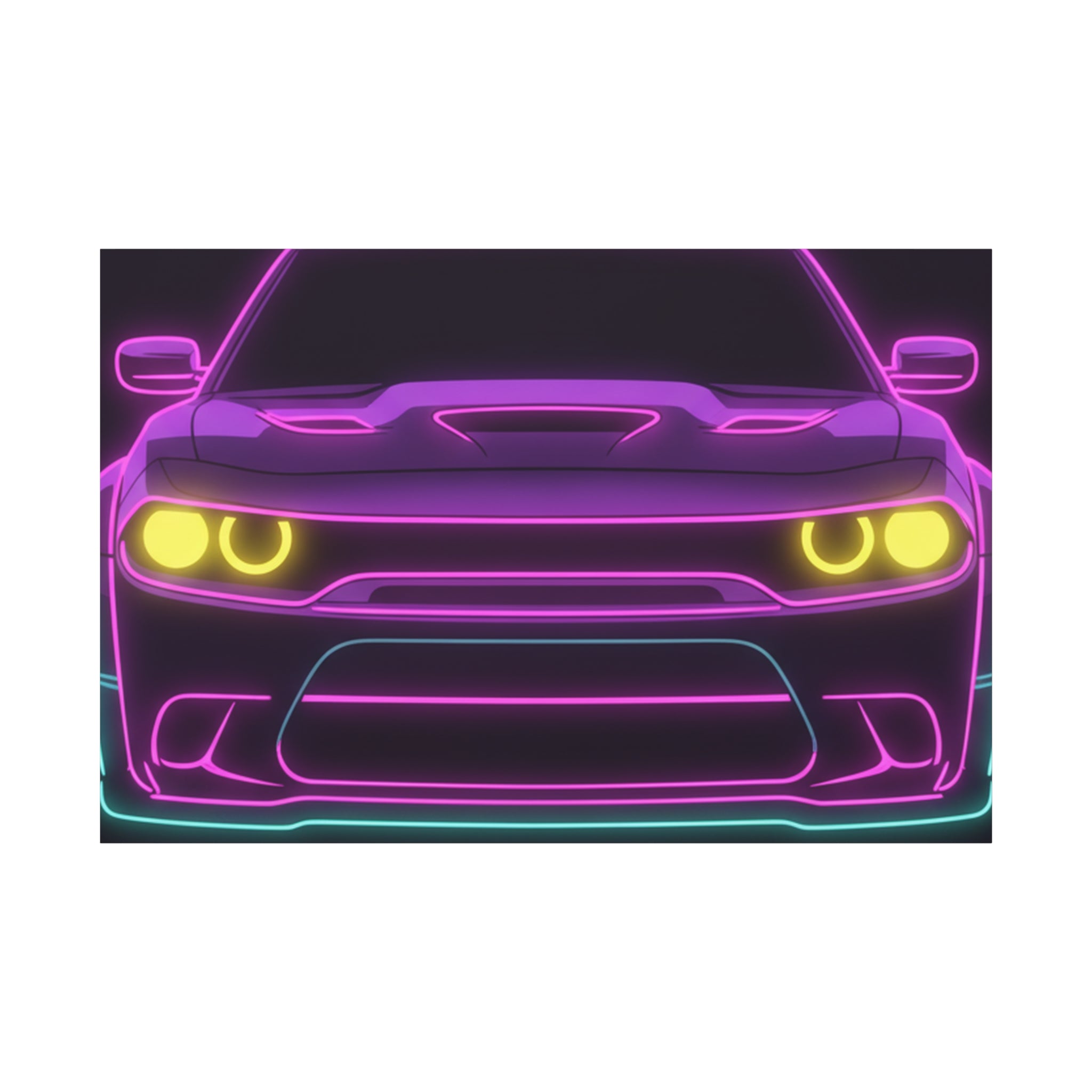 Dodge Challenger SRT Hellcat Neon Synthwave Canvas Wall Art