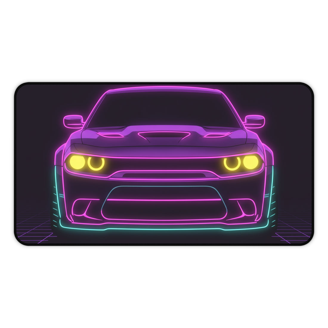 Dodge Challenger SRT Hellcat Neon Synthwave Desk Mat