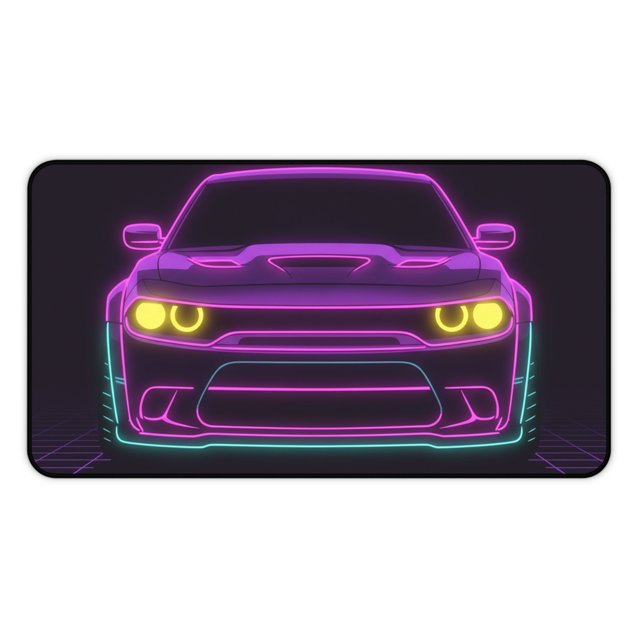 Dodge Challenger SRT Hellcat Neon Synthwave Desk Mat