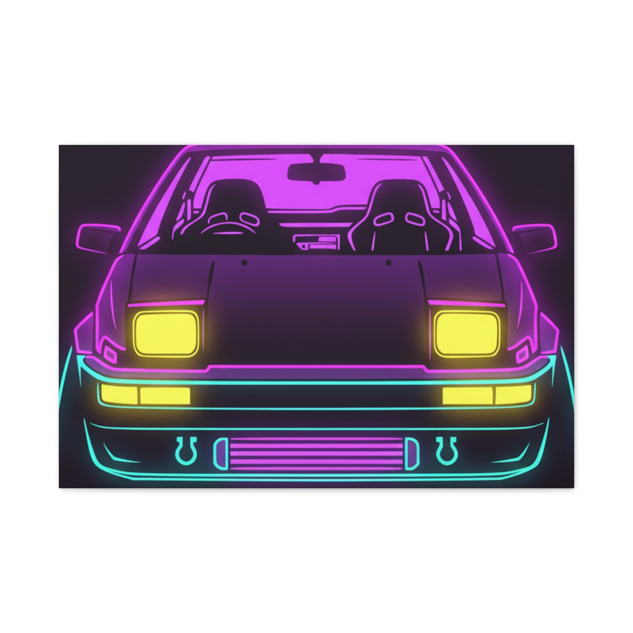Toyota AE86 (1983-87) Neon Synthwave Canvas Wall Art