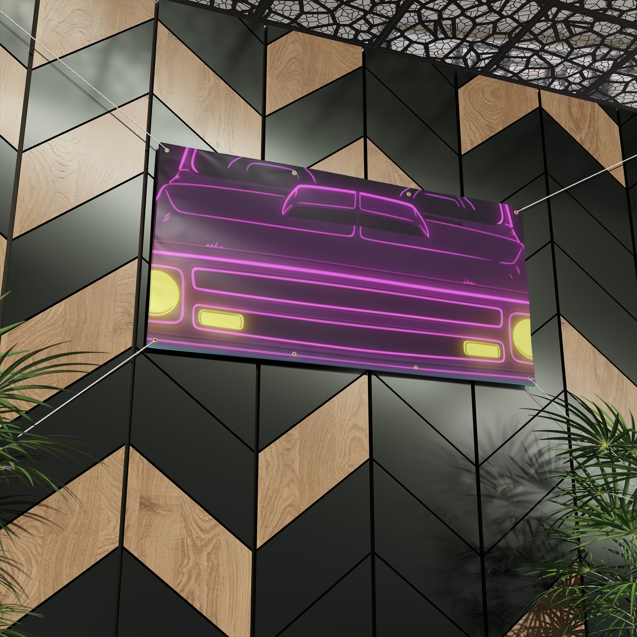 Chevy C10 Pickup (1967-72) Neon Synthwave Banner