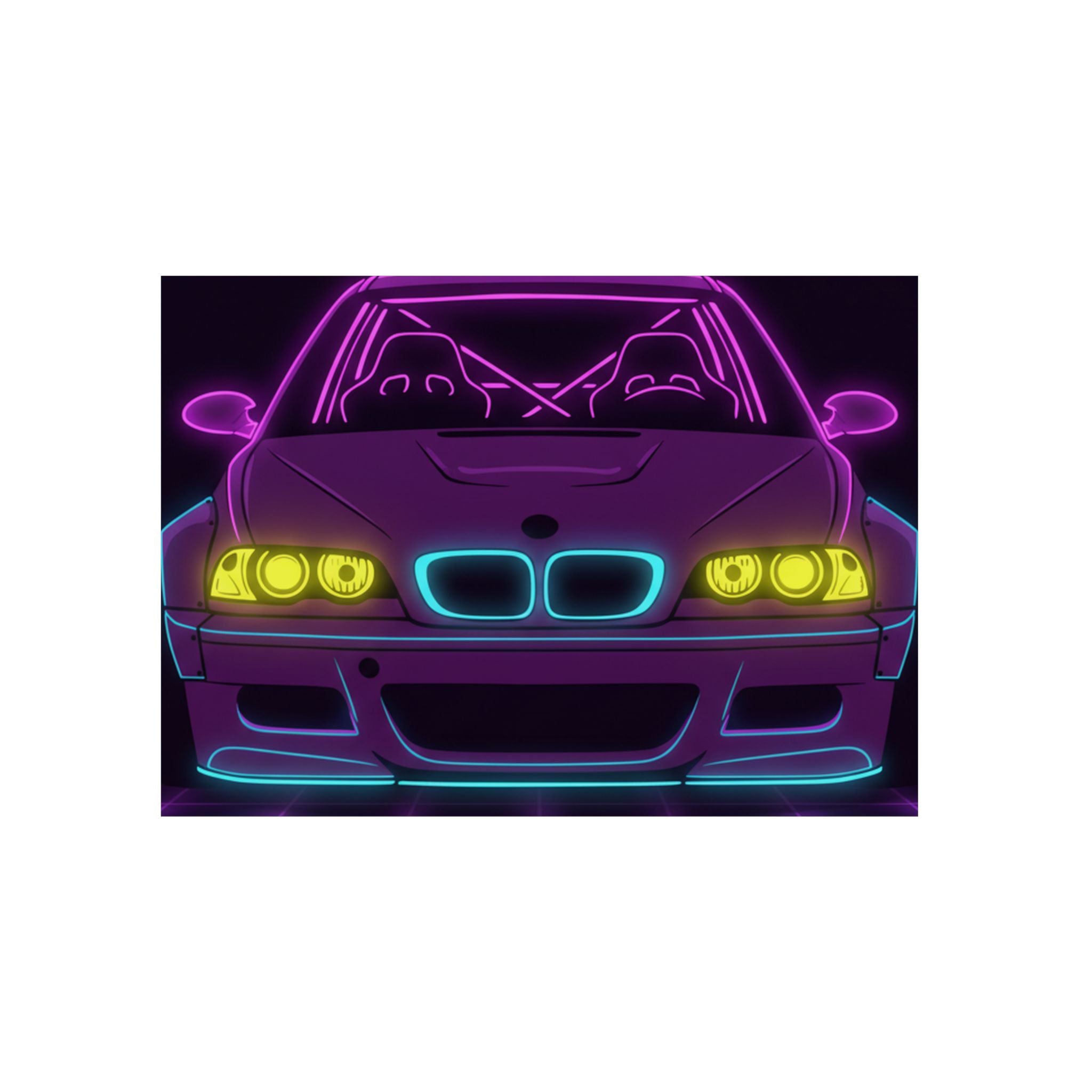 BMW E46 M3 (2000-06) Neon Synthwave Metal Wall Sign
