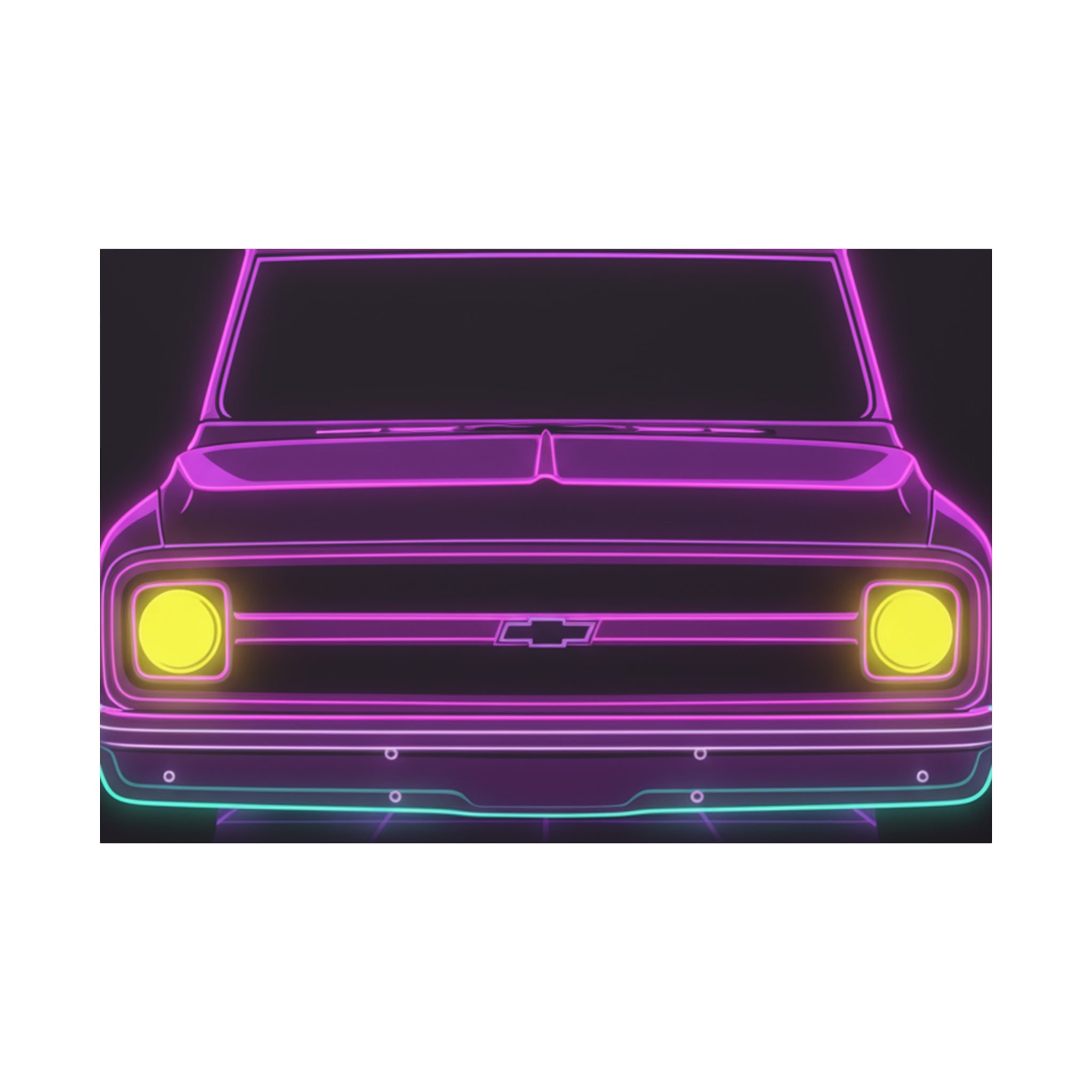 Chevy C10 Pickup (1967-72) Pro-Touring Neon Synthwave Canvas Wall Art