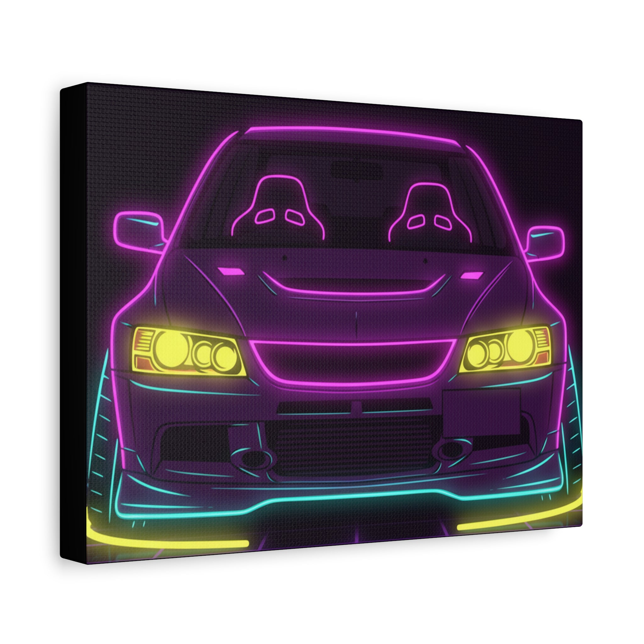 Mitsubishi Evo IX (2005-07) Neon Synthwave Canvas Wall Art