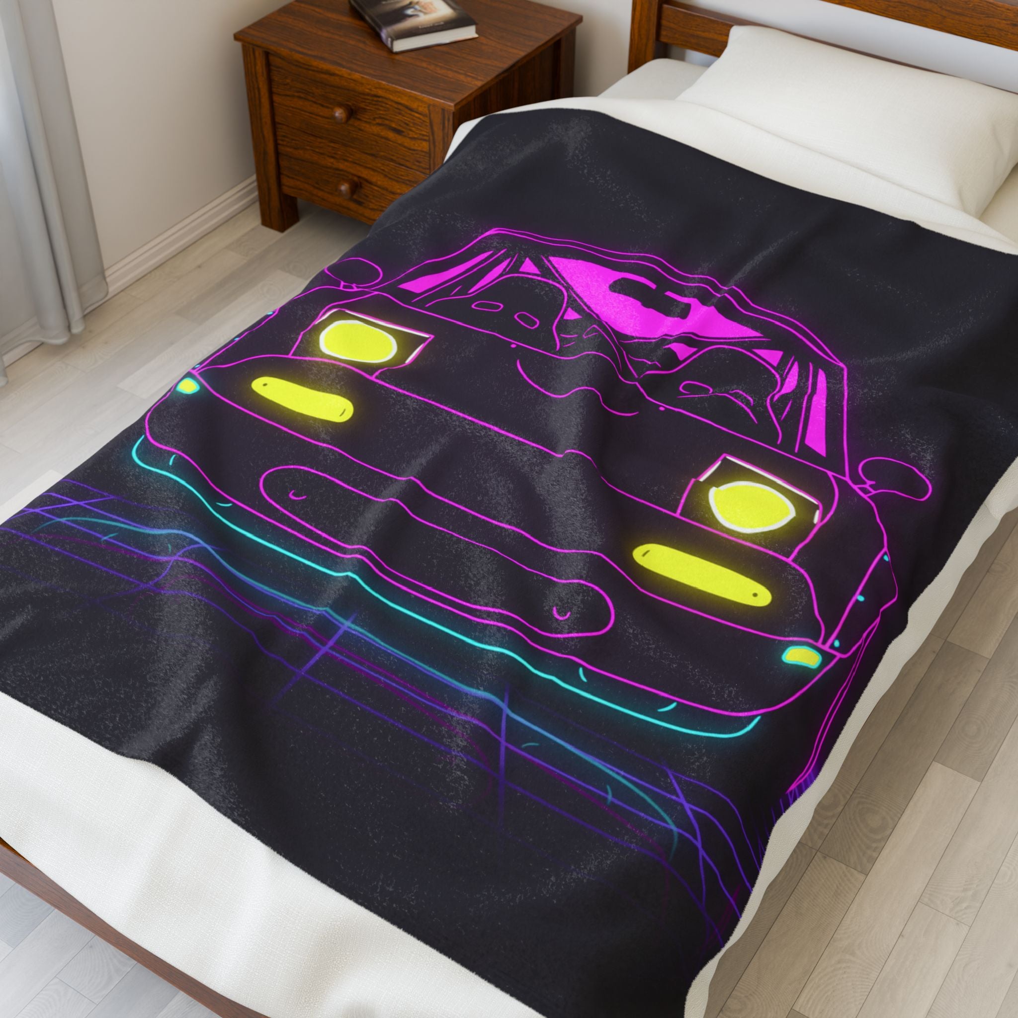 Mazda Miata NA (1989-97) Neon Synthwave Velveteen Plush Blanket