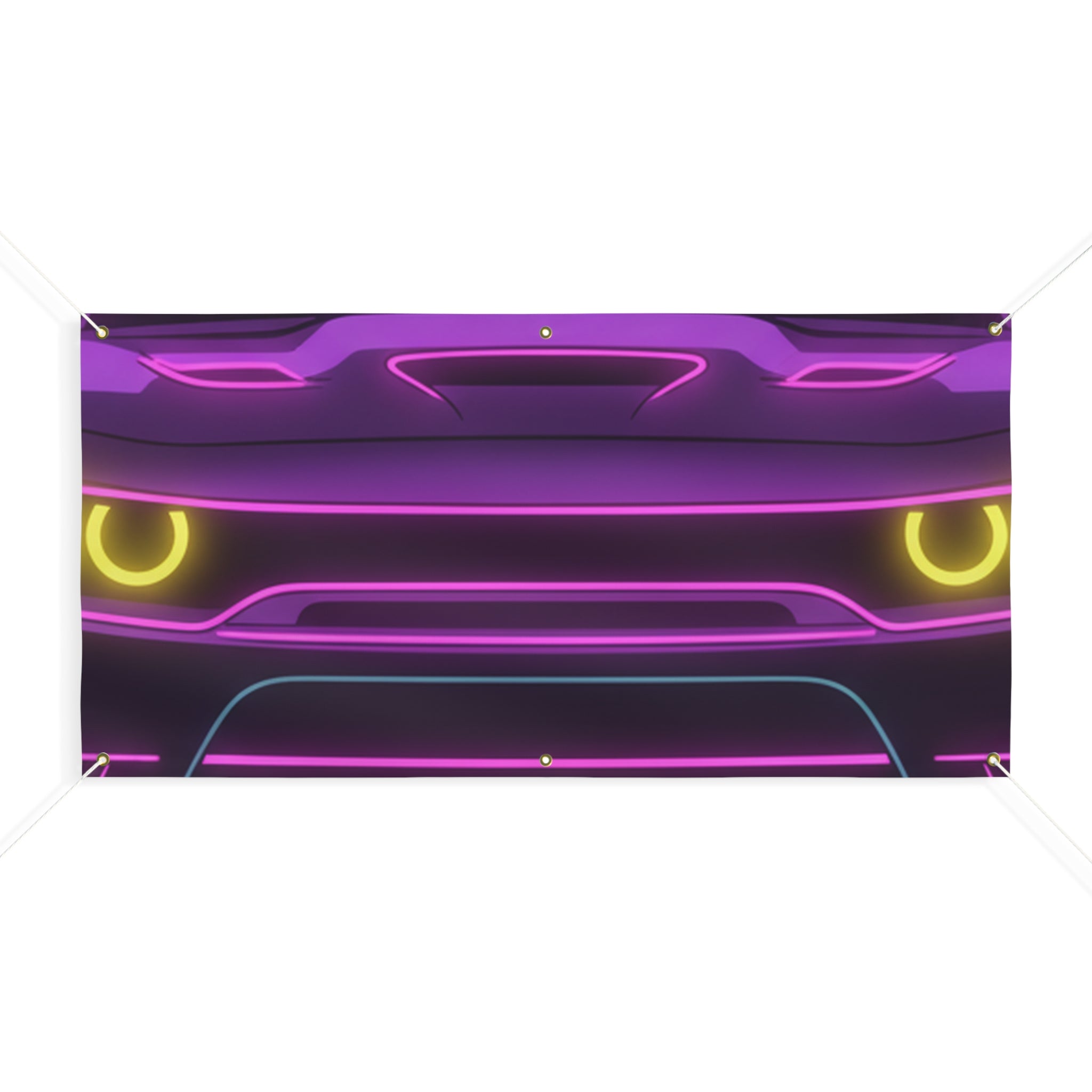 Dodge Challenger SRT Hellcat Neon Synthwave Banner