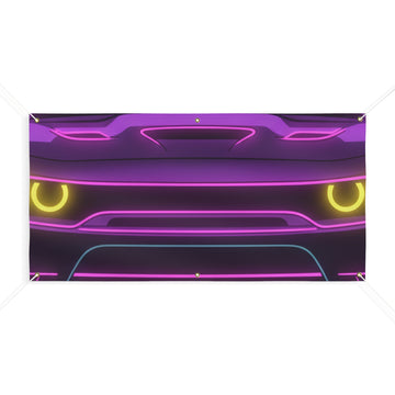 Dodge Challenger SRT Hellcat Neon Synthwave Banner