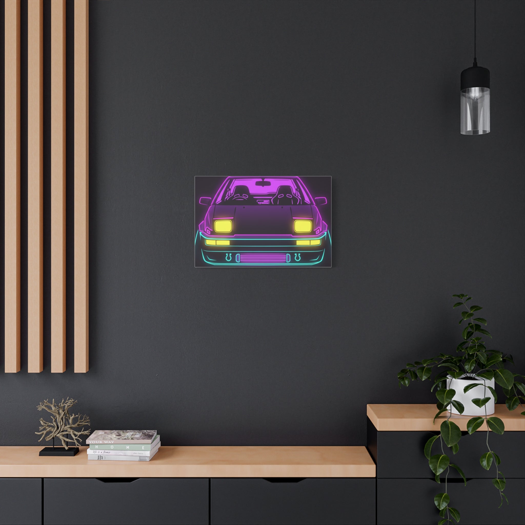 Toyota AE86 (1983-87) Neon Synthwave Canvas Wall Art