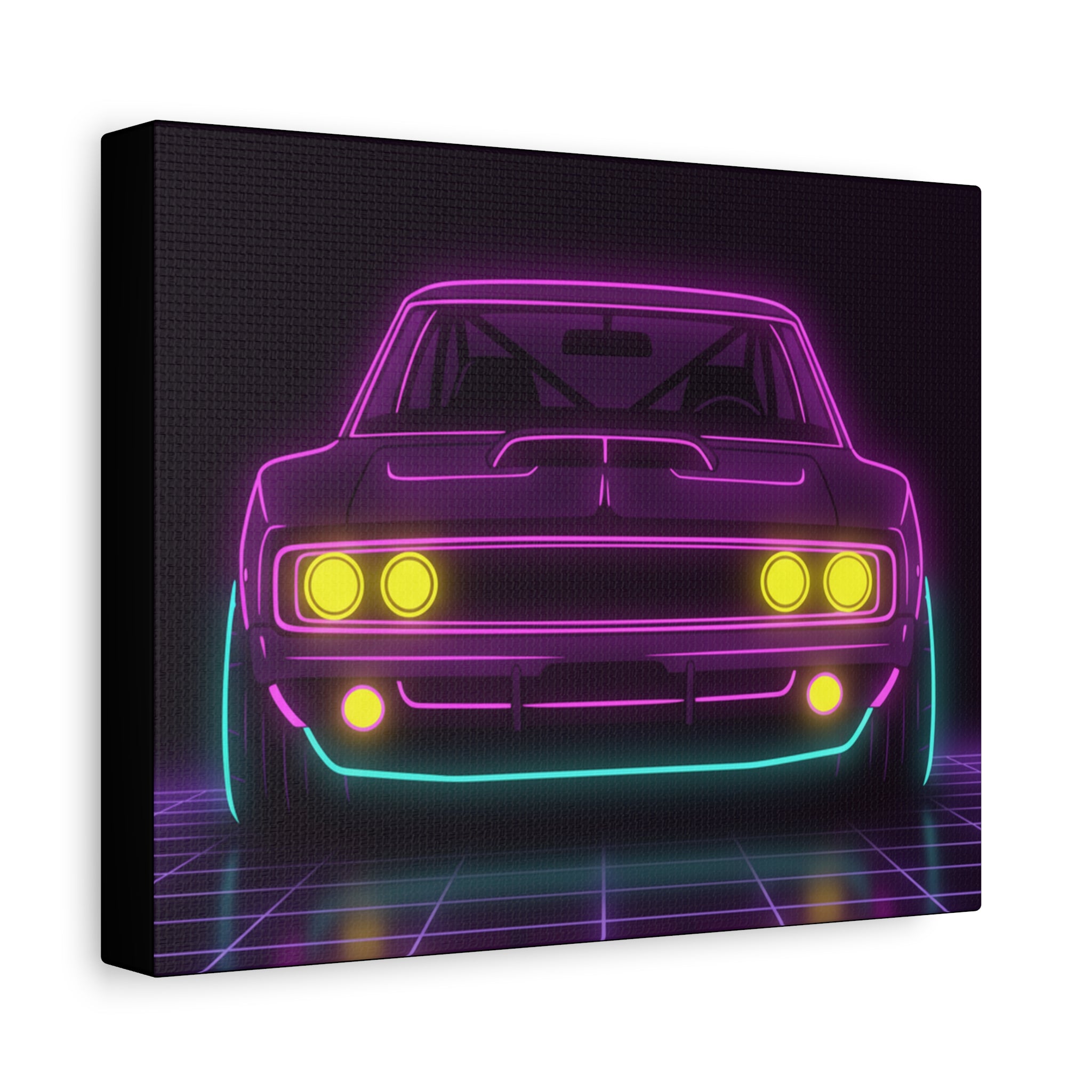 Dodge Charger R/T (1968-70) Neon Synthwave Canvas Wall Art
